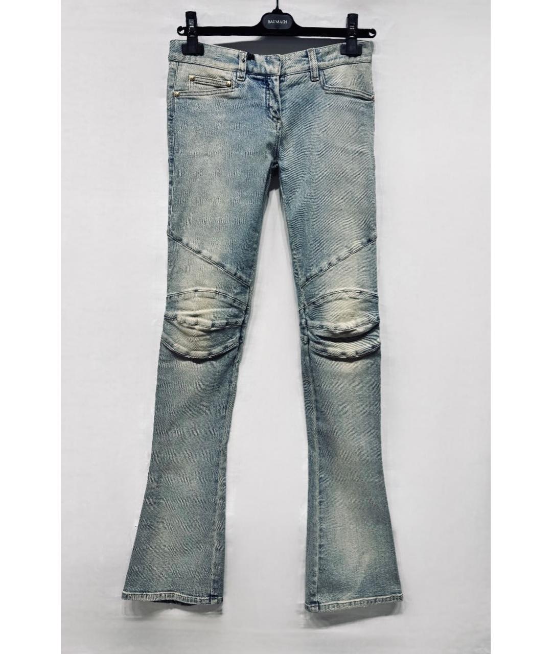 BALMAIN Синие хлопковые джинсы клеш, фото 9