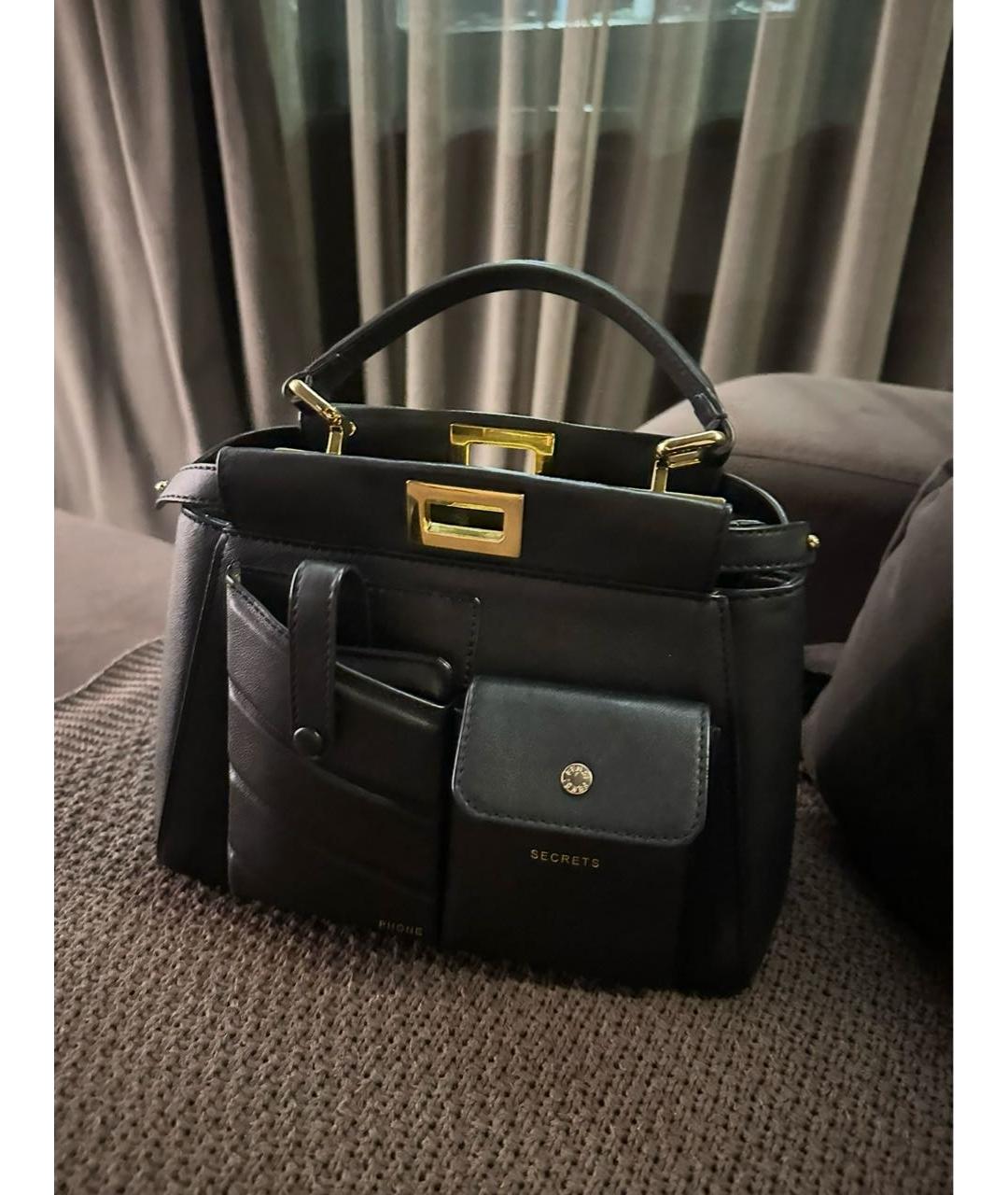 FENDI Черная кожаная сумка с короткими ручками, фото 2