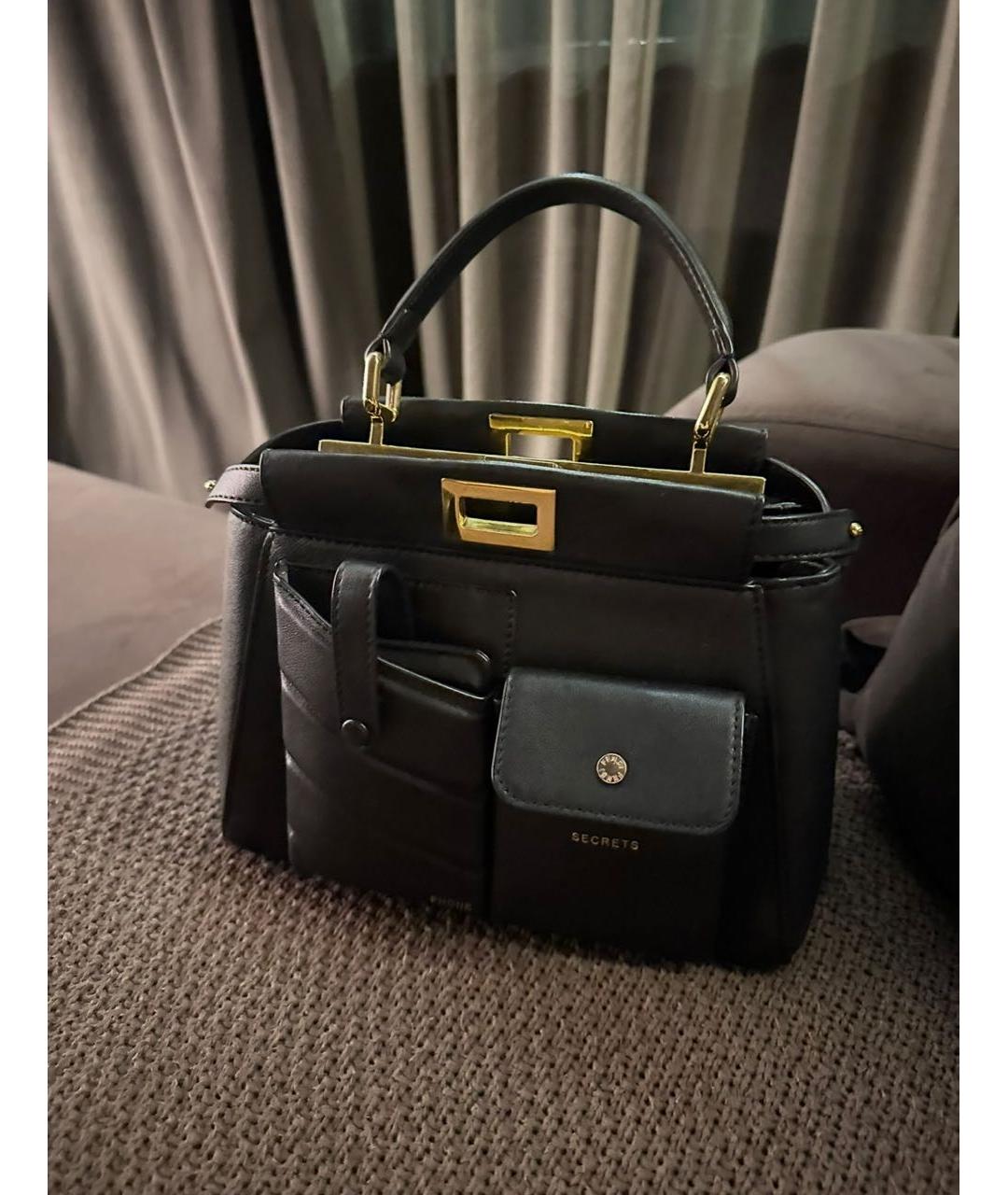 FENDI Черная кожаная сумка с короткими ручками, фото 3