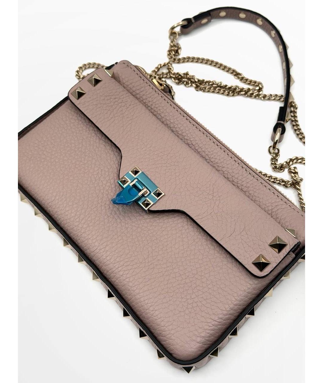 VALENTINO Розовая кожаная сумка через плечо, фото 5