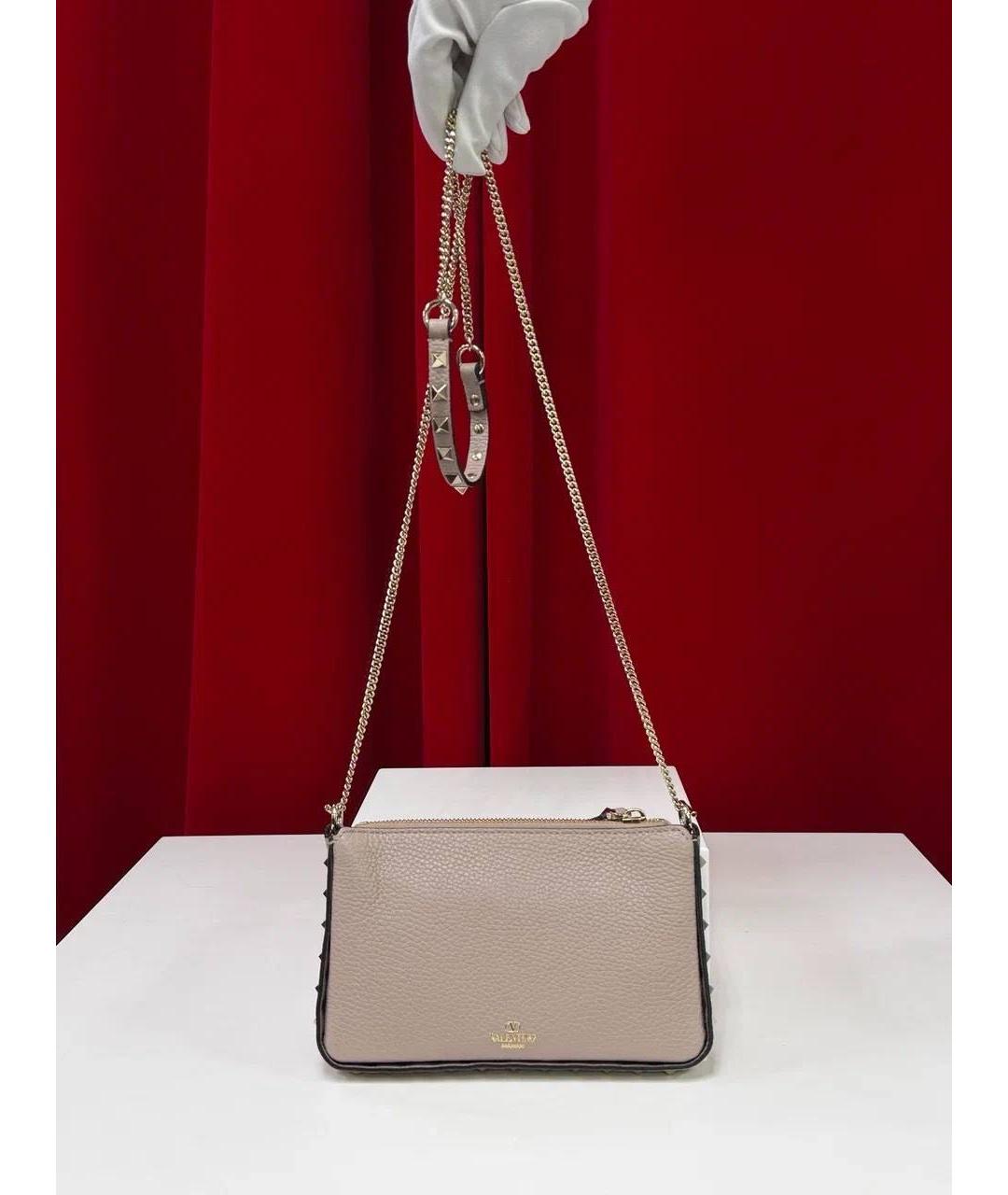 VALENTINO Розовая кожаная сумка через плечо, фото 3