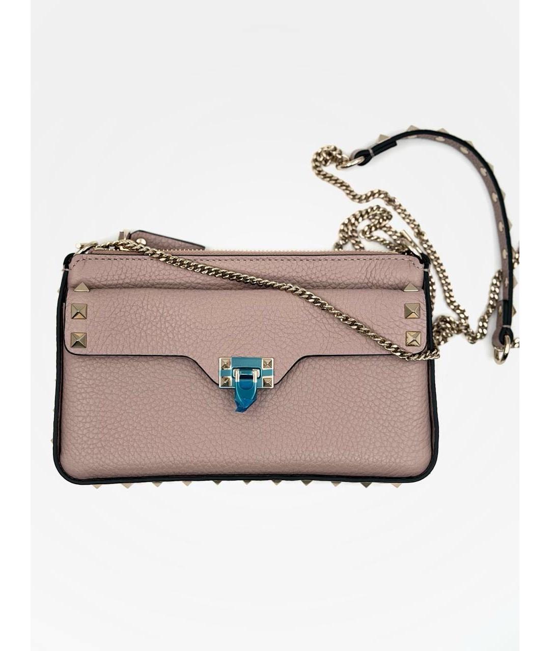 VALENTINO Розовая кожаная сумка через плечо, фото 6