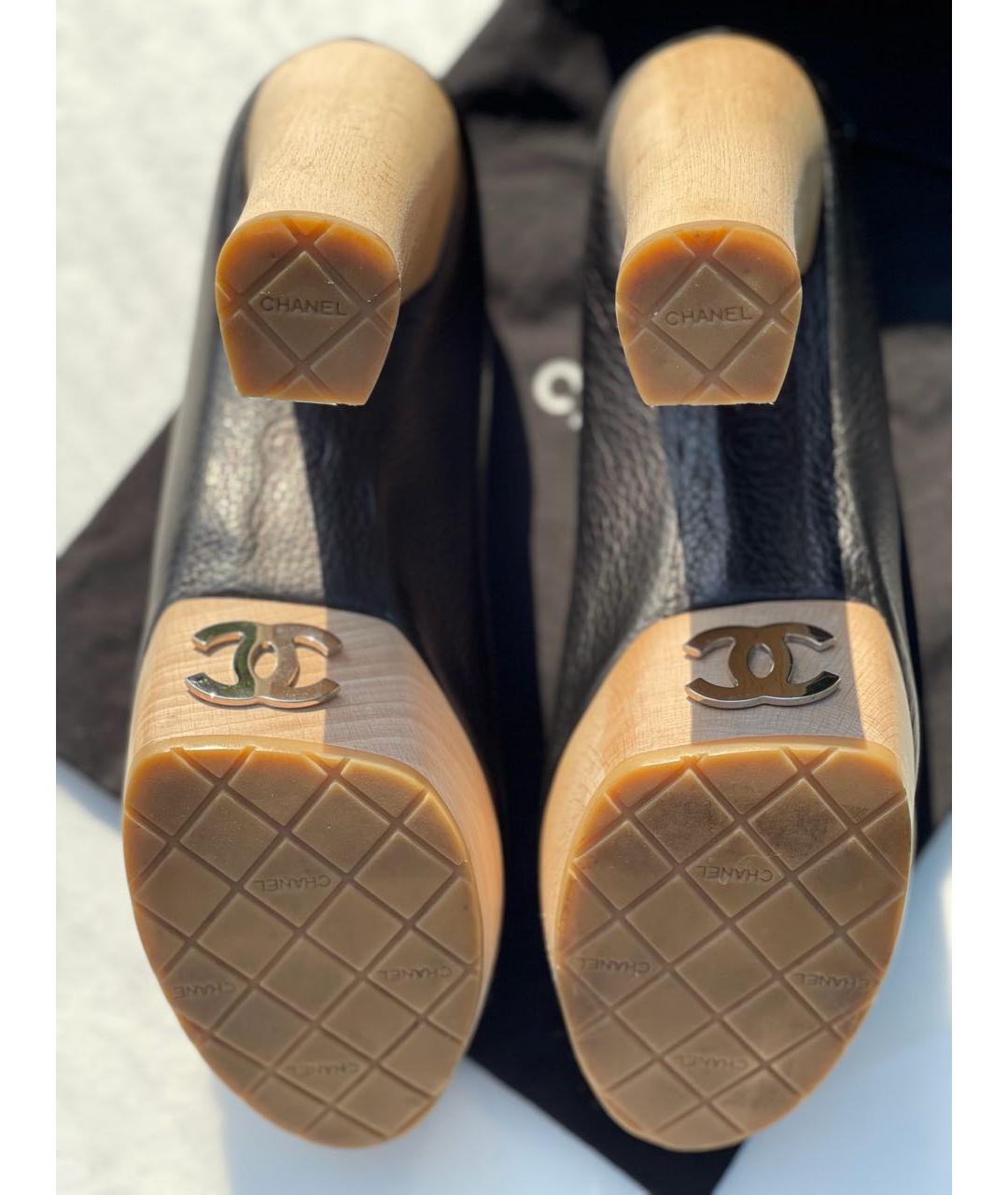 CHANEL Черные кожаные босоножки, фото 4