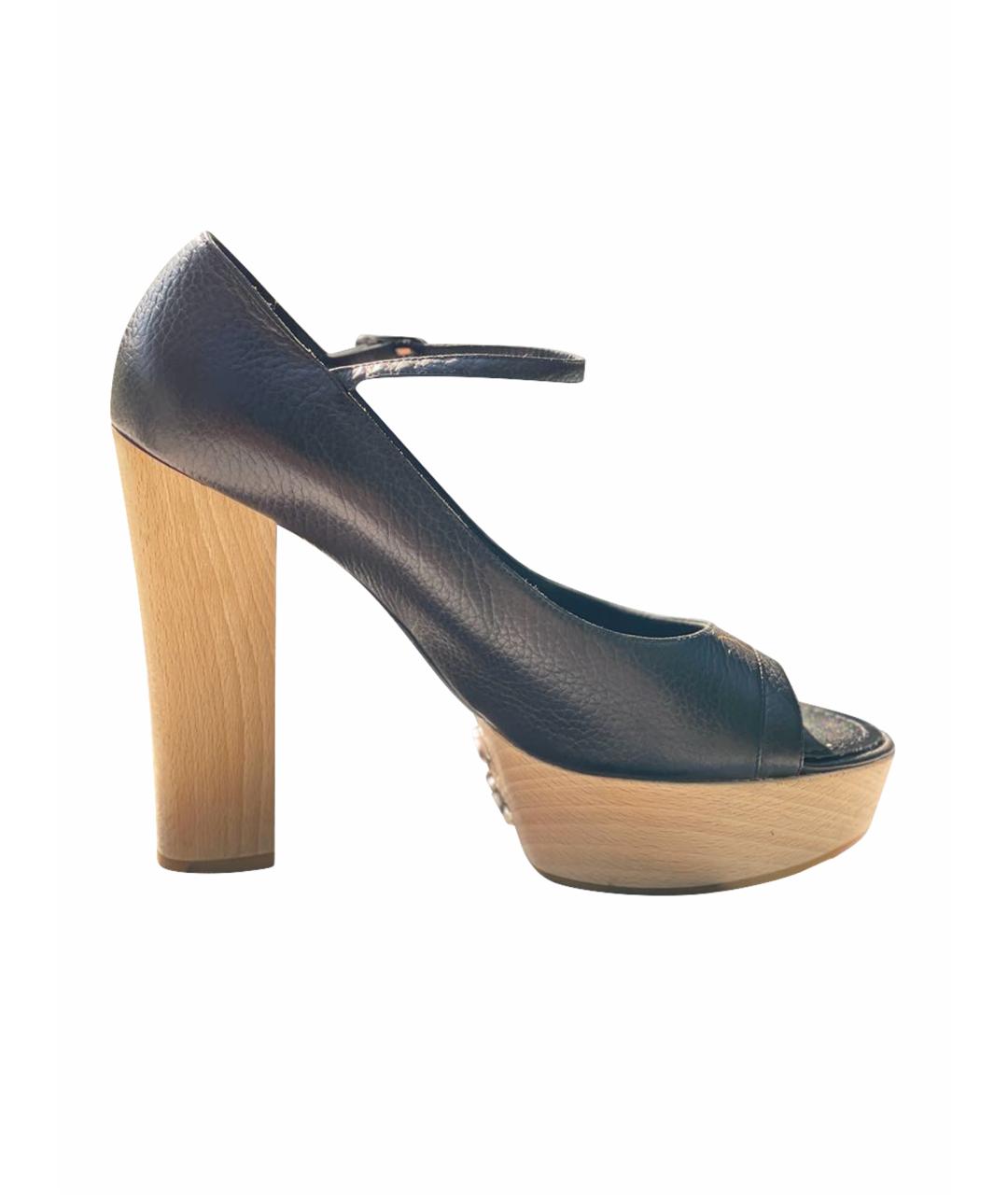 CHANEL Черные кожаные босоножки, фото 1