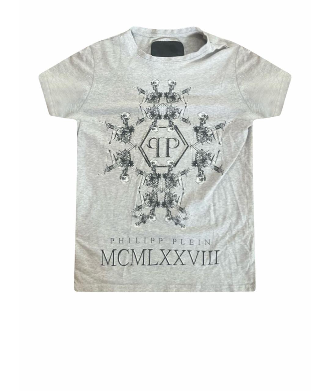 PHILIPP PLEIN Серая хлопковая футболка, фото 1