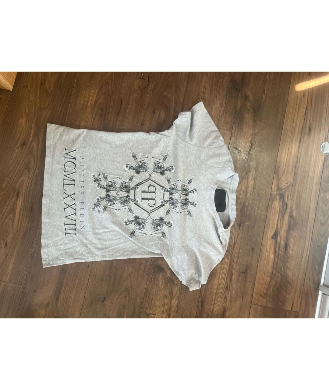 PHILIPP PLEIN Серая хлопковая футболка, фото 5