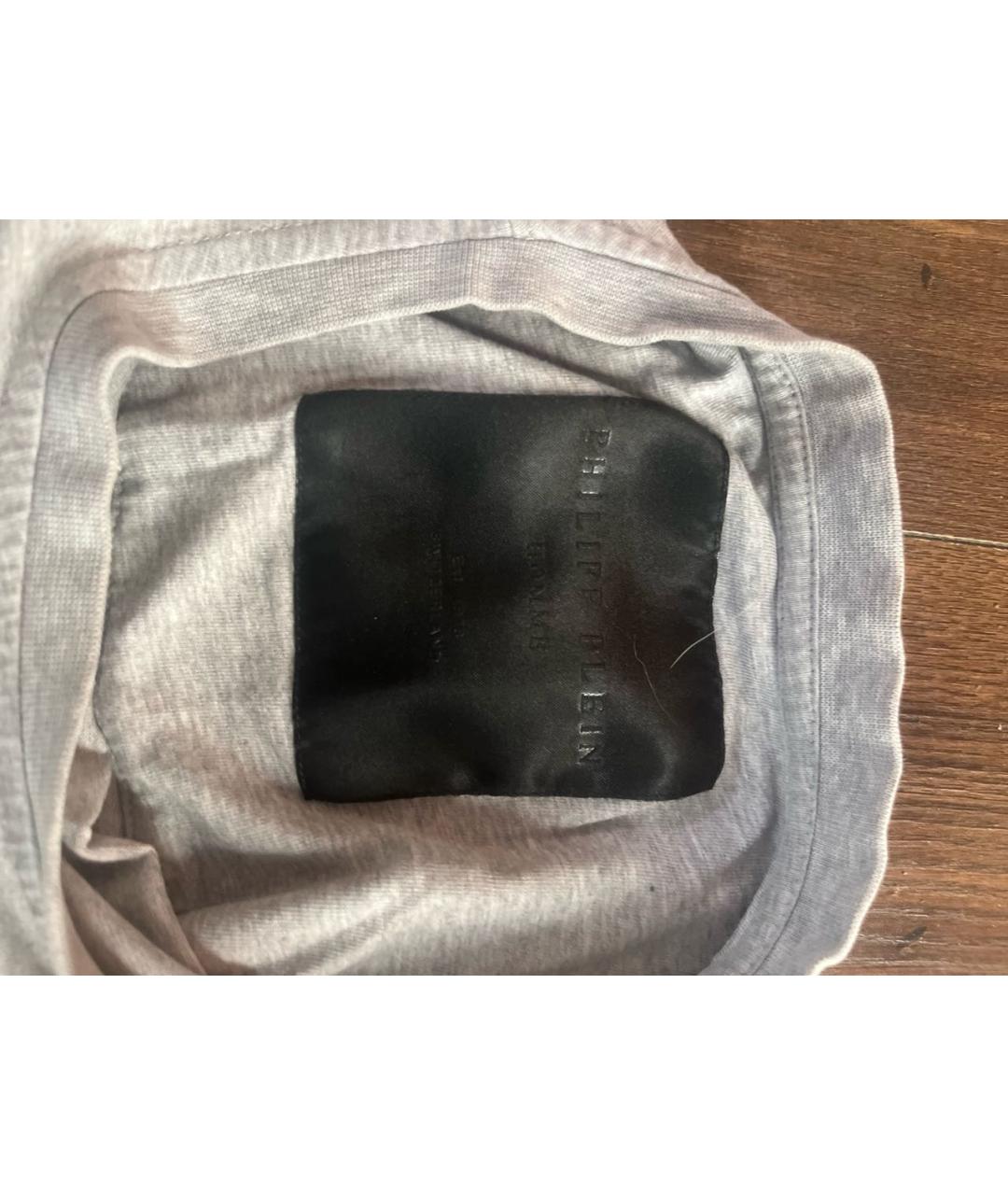 PHILIPP PLEIN Серая хлопковая футболка, фото 3