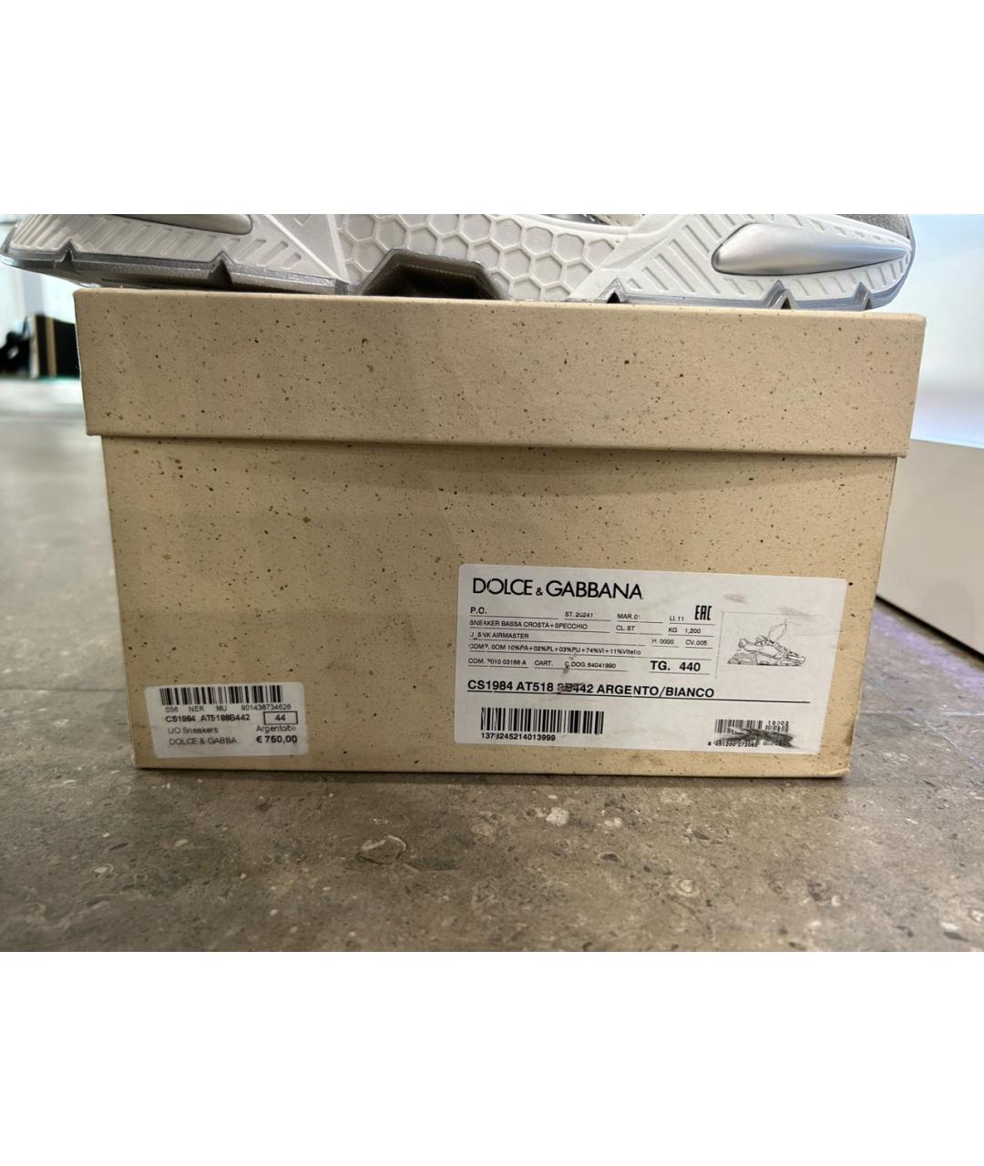 DOLCE&GABBANA Белые синтетические низкие кроссовки / кеды, фото 7