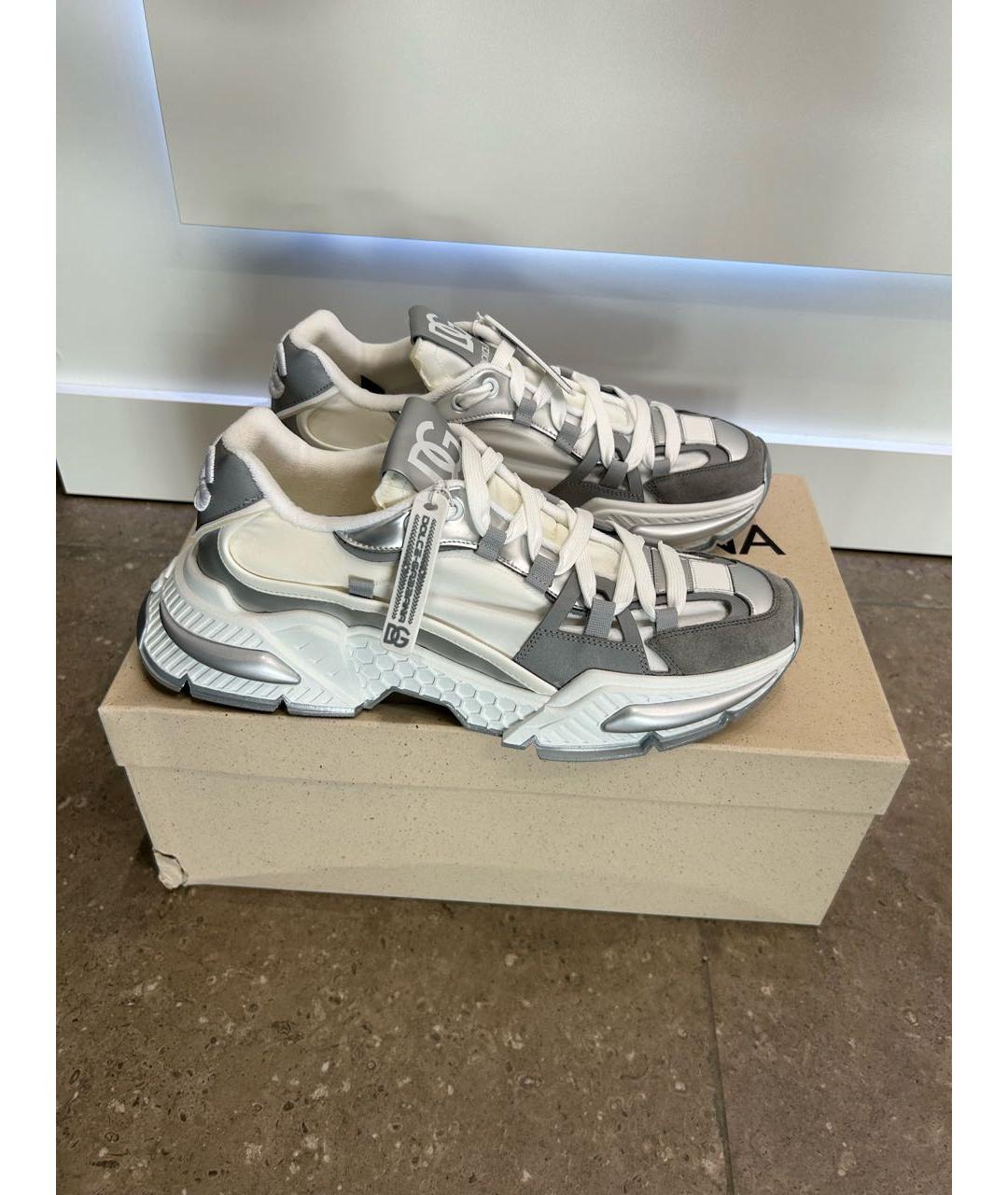 DOLCE&GABBANA Белые синтетические низкие кроссовки / кеды, фото 8