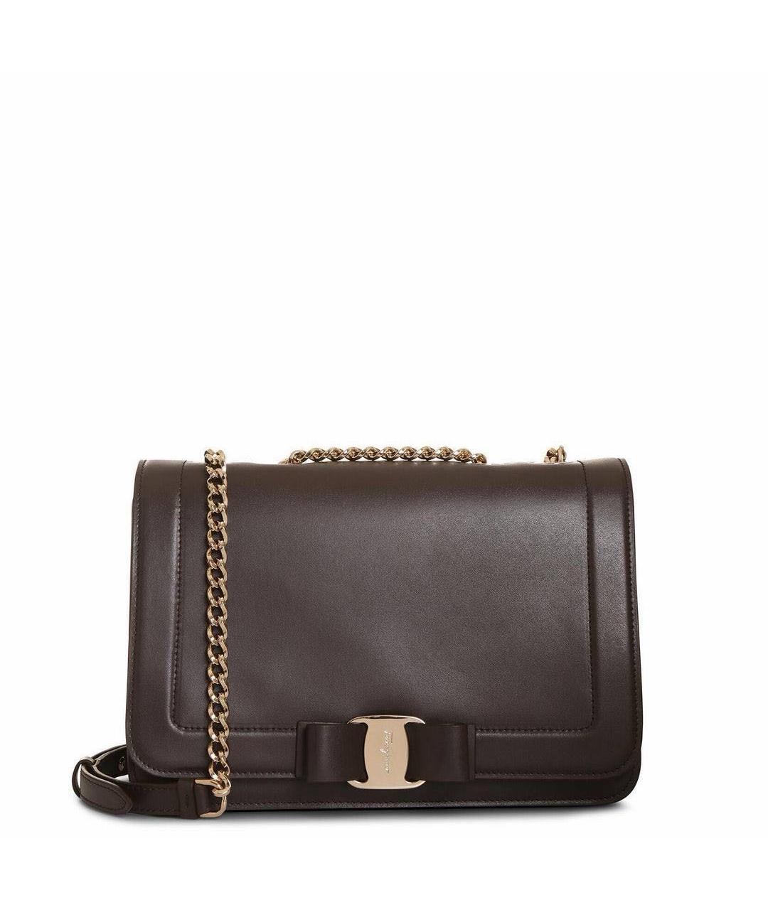 FERRAGAMO Коричневая кожаная сумка через плечо, фото 7