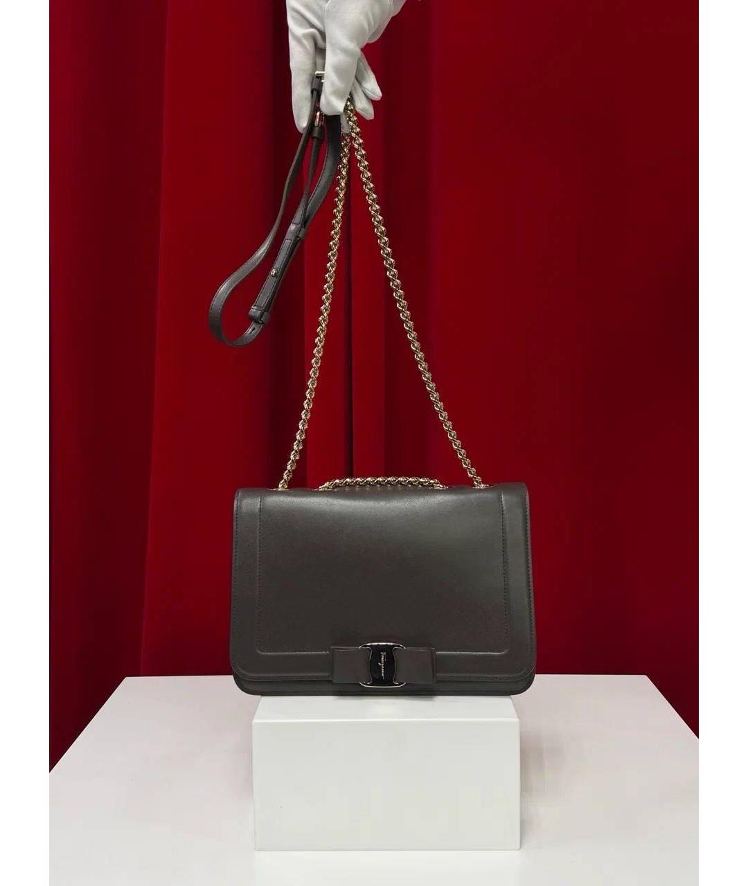 FERRAGAMO Коричневая кожаная сумка через плечо, фото 5