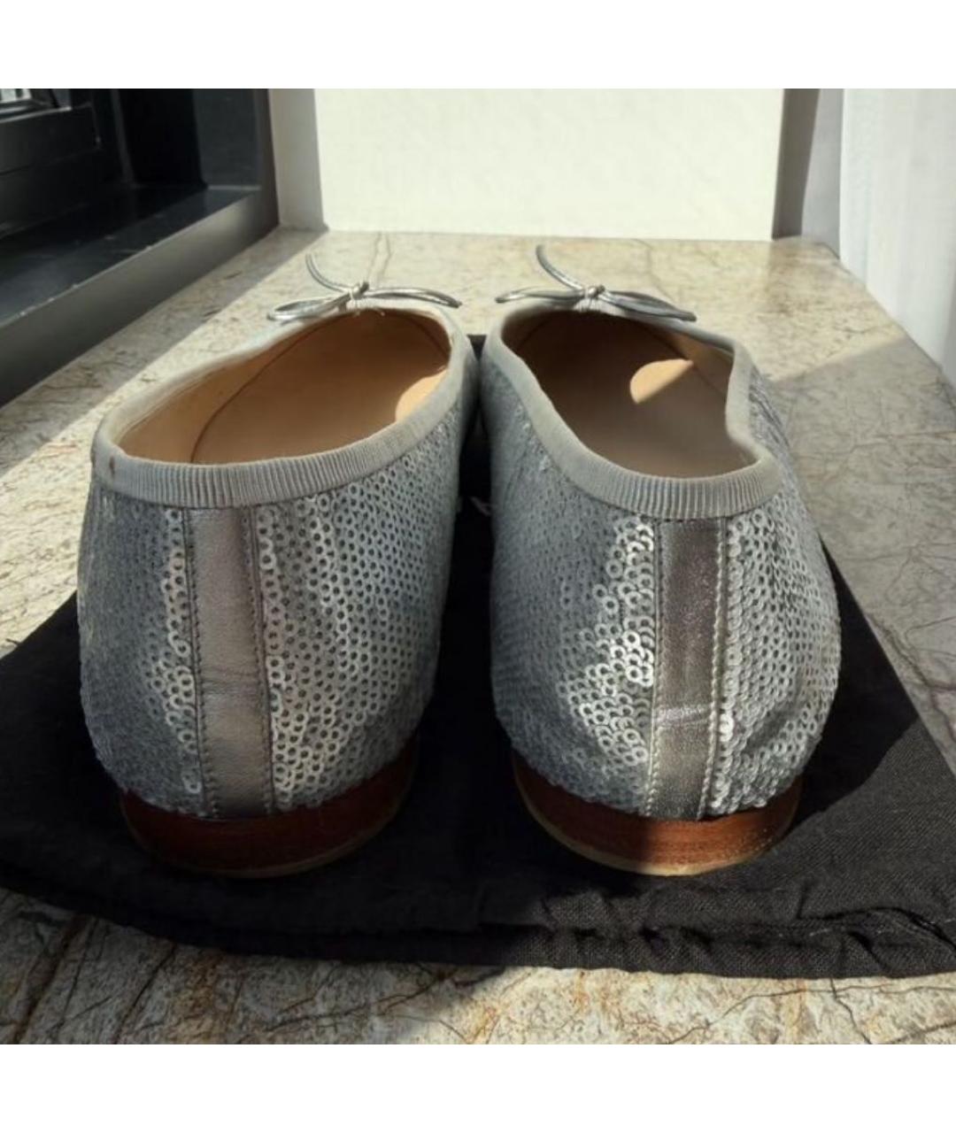 CHANEL Серебряные кожаные балетки, фото 4