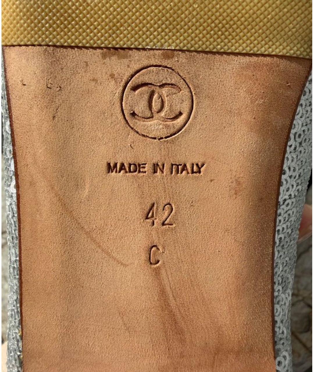 CHANEL Серебряные кожаные балетки, фото 6