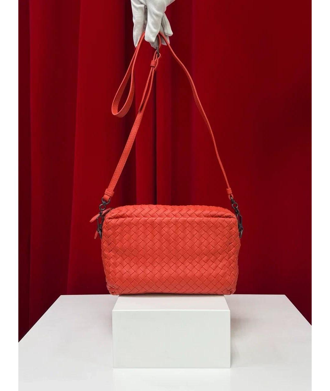 BOTTEGA VENETA Красная кожаная сумка через плечо, фото 4