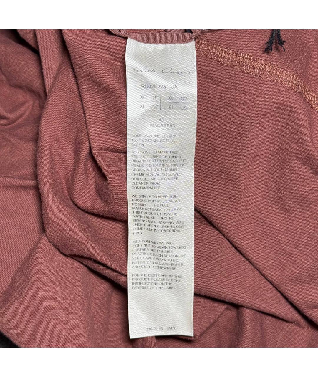 RICK OWENS Коричневая футболка, фото 7