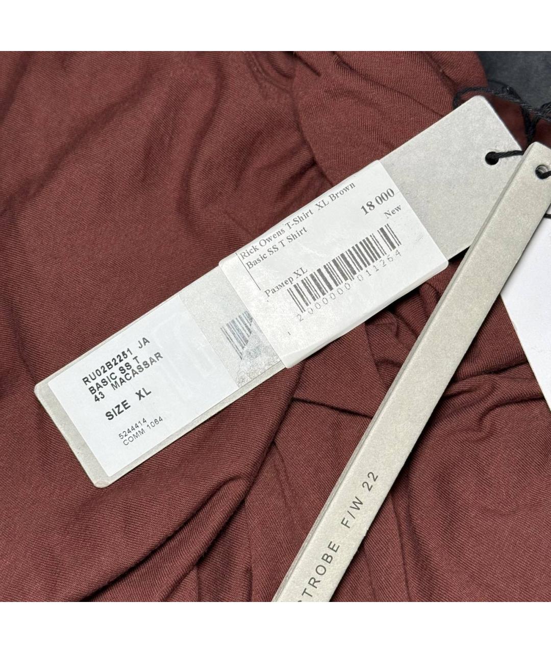RICK OWENS Коричневая футболка, фото 5