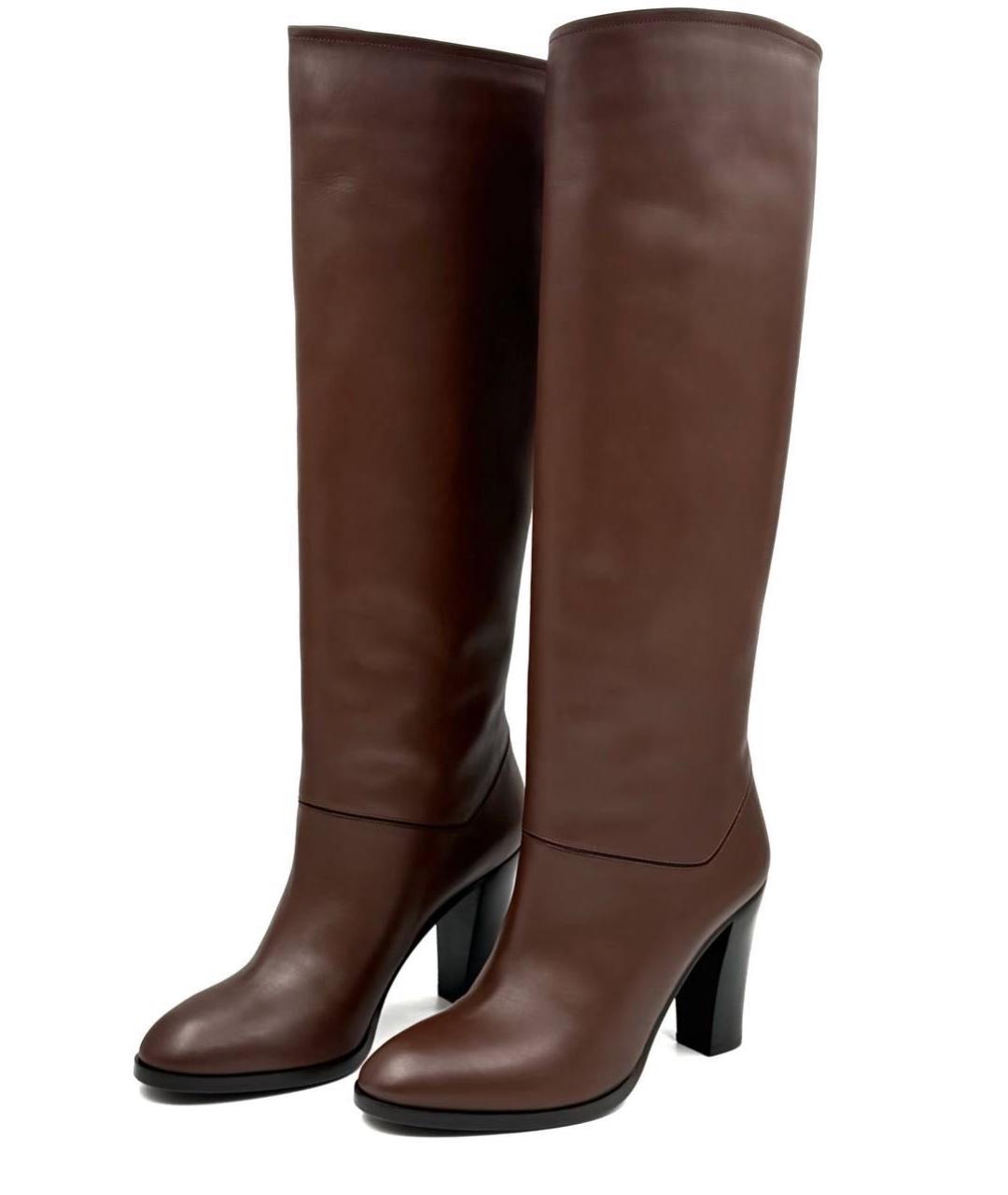 LORO PIANA Коричневые кожаные сапоги, фото 2