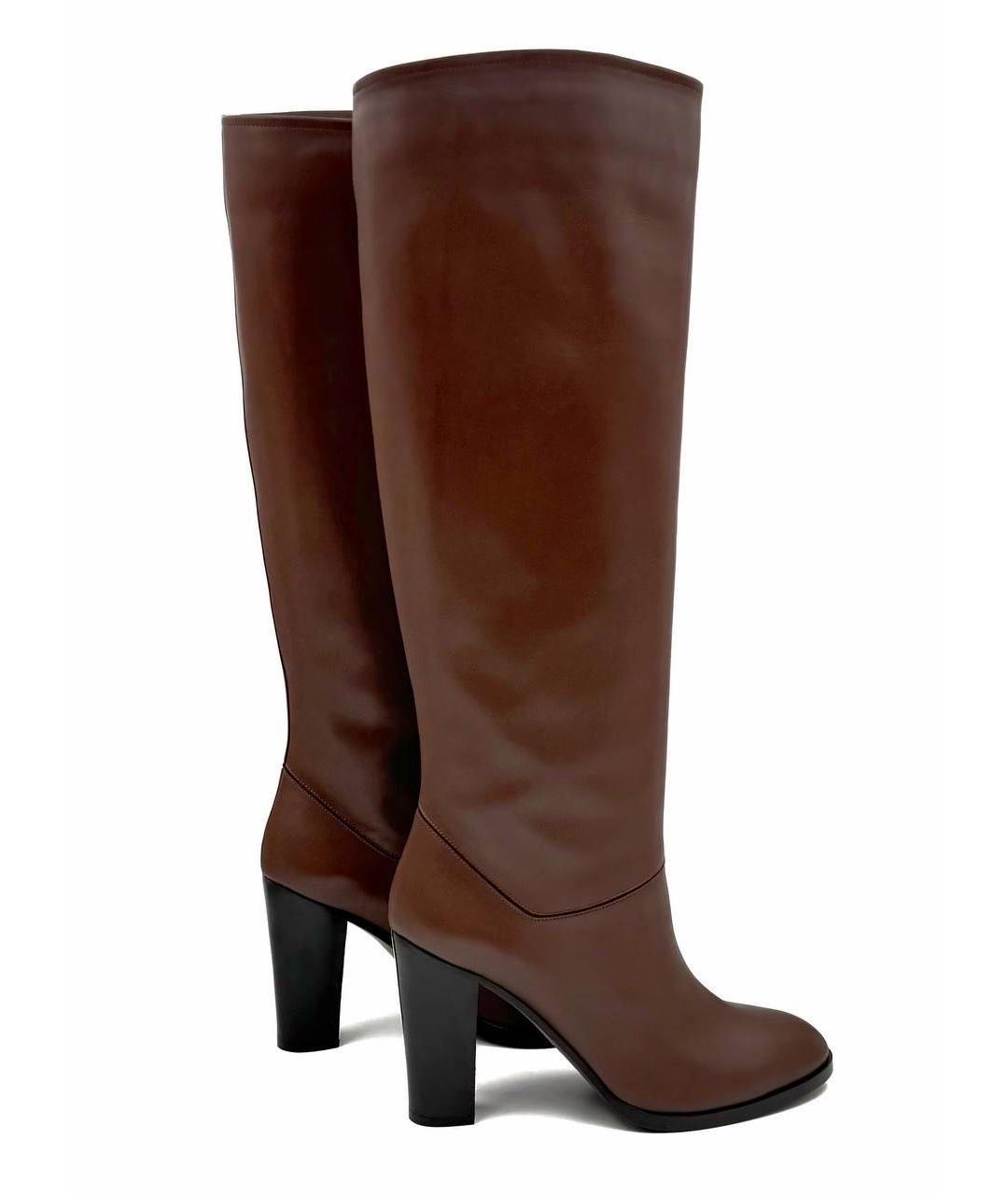 LORO PIANA Коричневые кожаные сапоги, фото 5