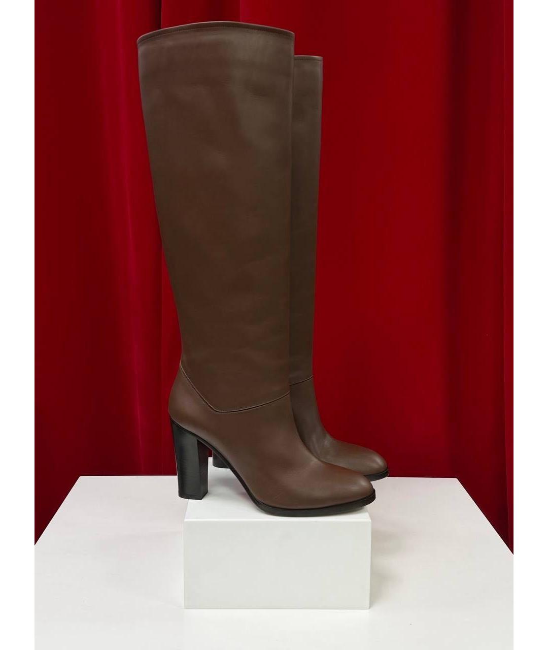 LORO PIANA Коричневые кожаные сапоги, фото 4