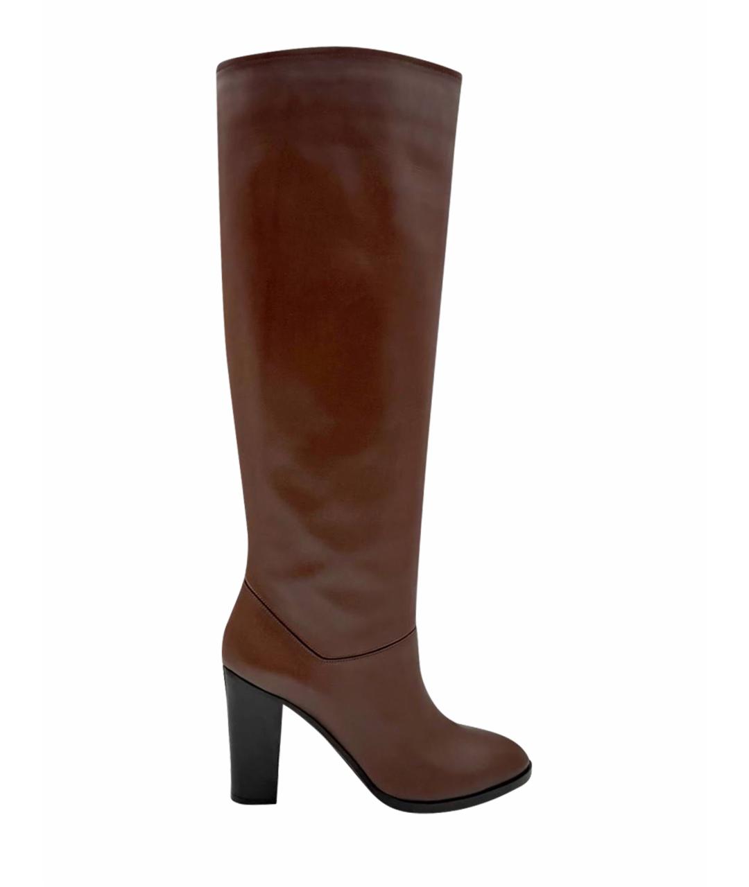 LORO PIANA Коричневые кожаные сапоги, фото 1