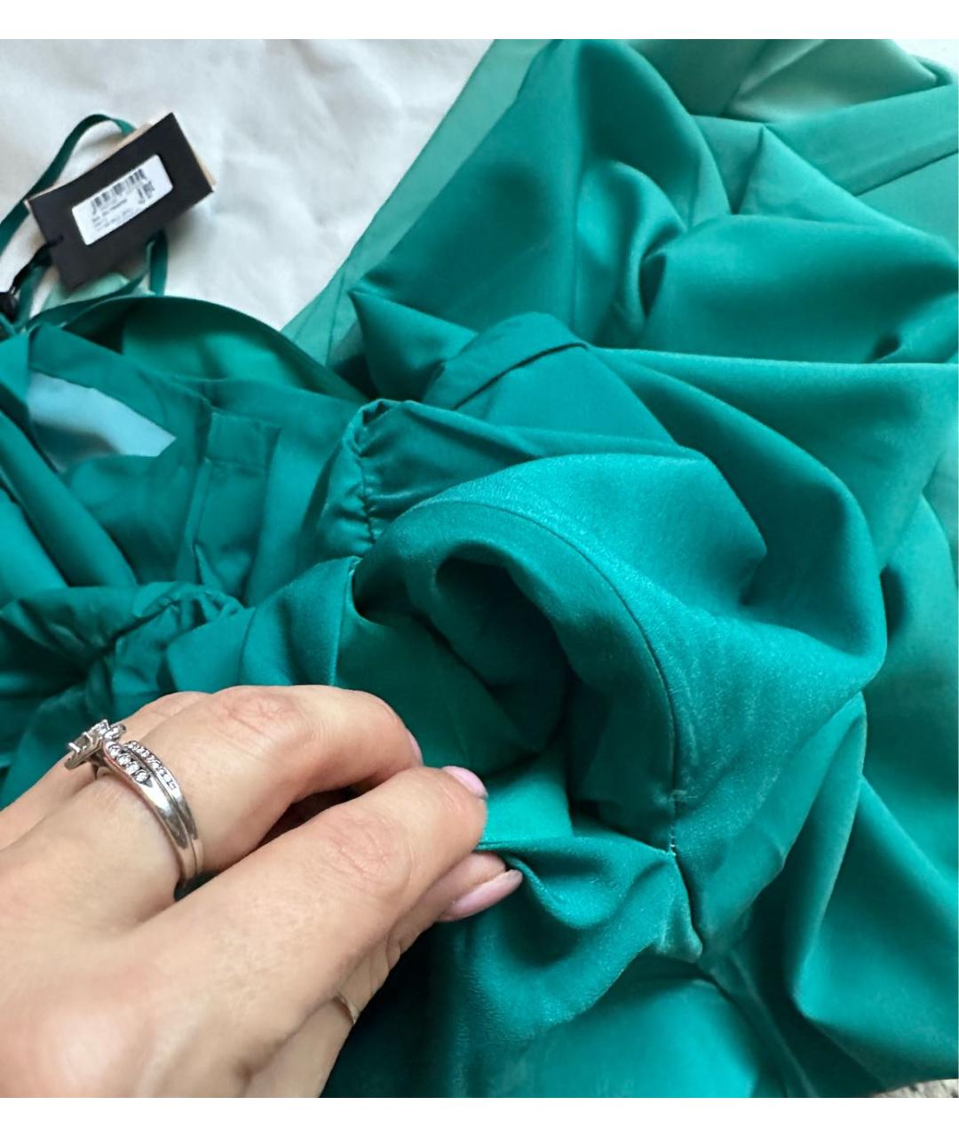 TWIN-SET Зеленые полиэстеровое коктейльное платье, фото 7