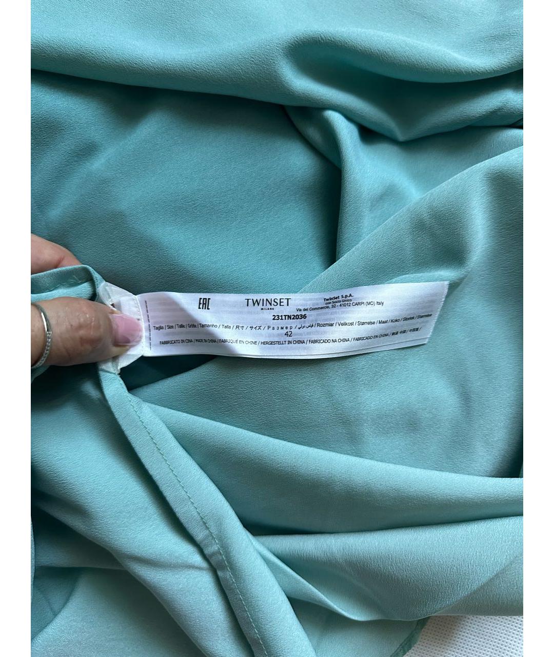 TWIN-SET Зеленые полиэстеровое коктейльное платье, фото 5