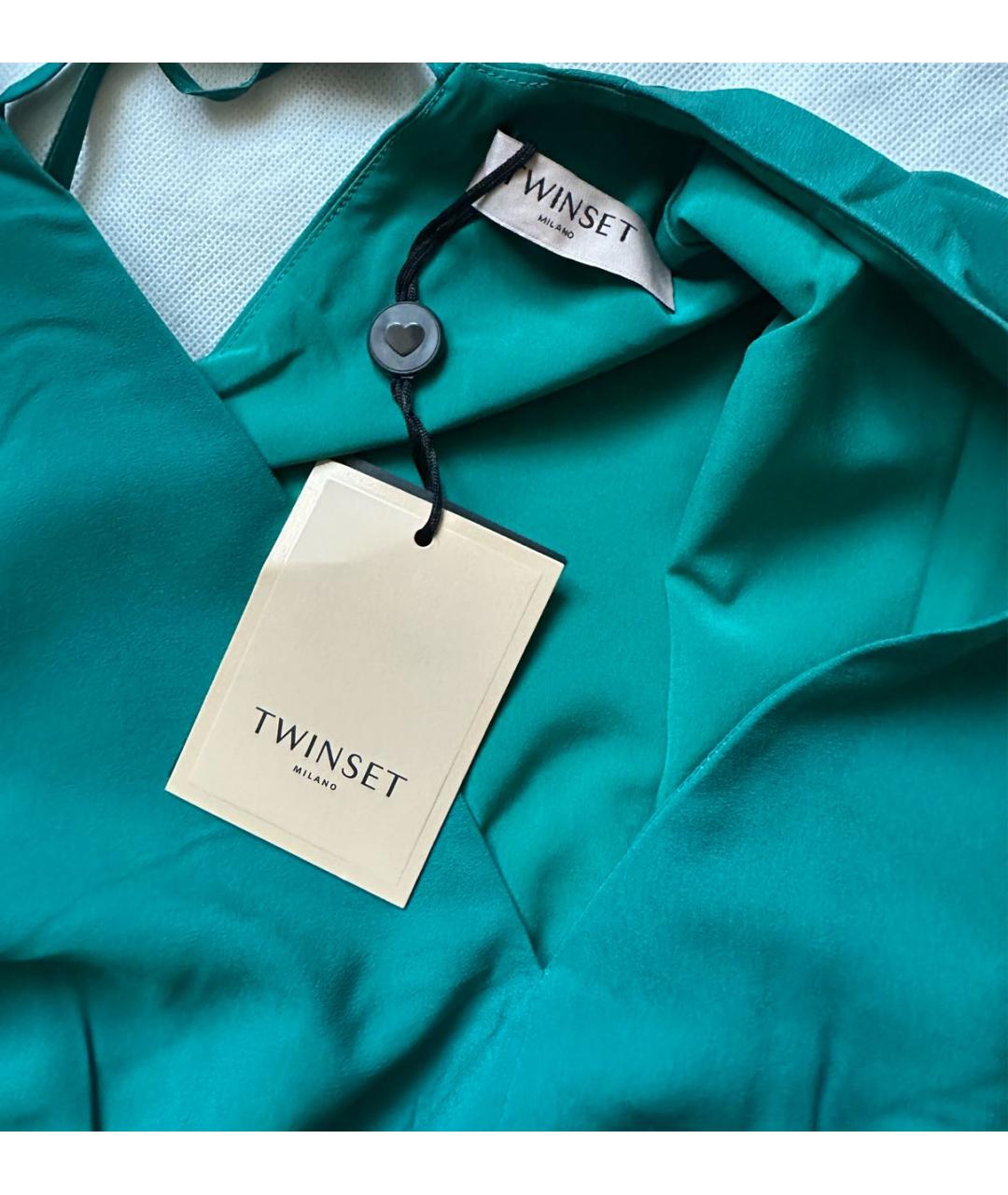 TWIN-SET Зеленые полиэстеровое коктейльное платье, фото 4