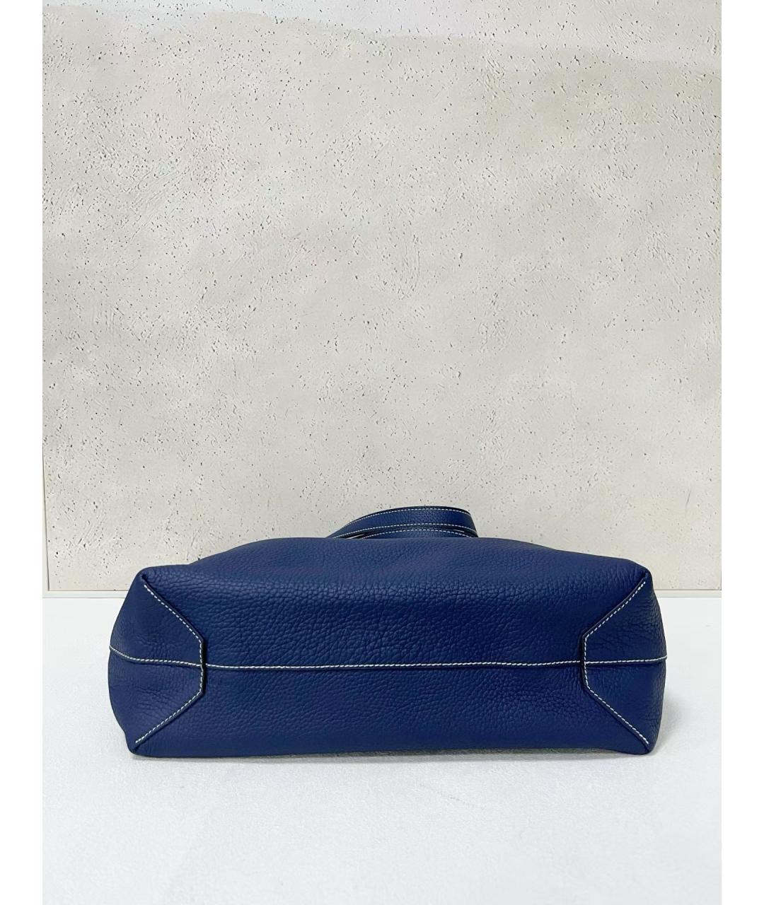 HERMES Синяя кожаная сумка тоут, фото 5