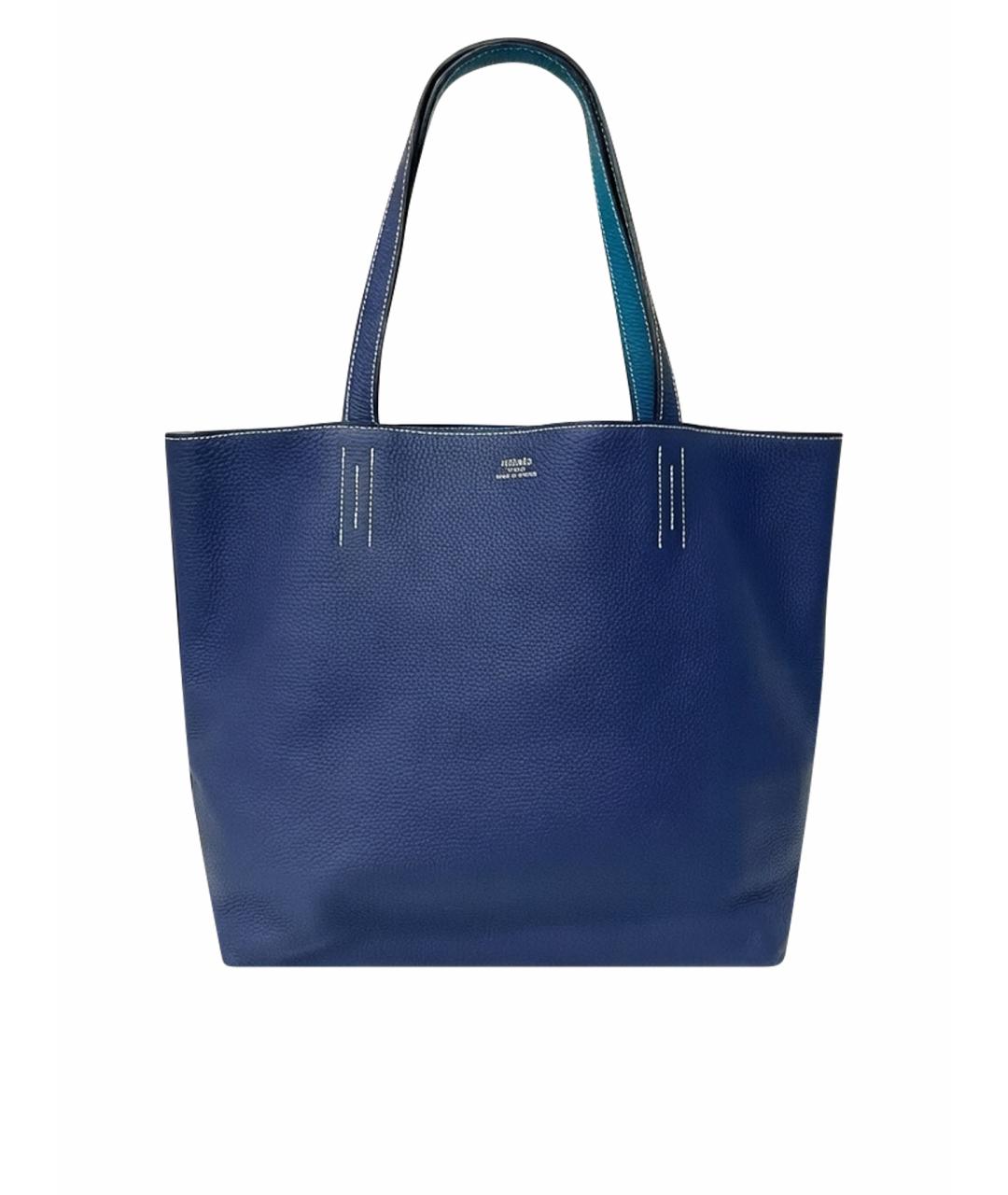 HERMES Синяя кожаная сумка тоут, фото 1