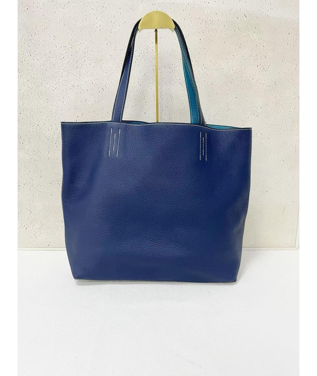 HERMES Синяя кожаная сумка тоут, фото 2