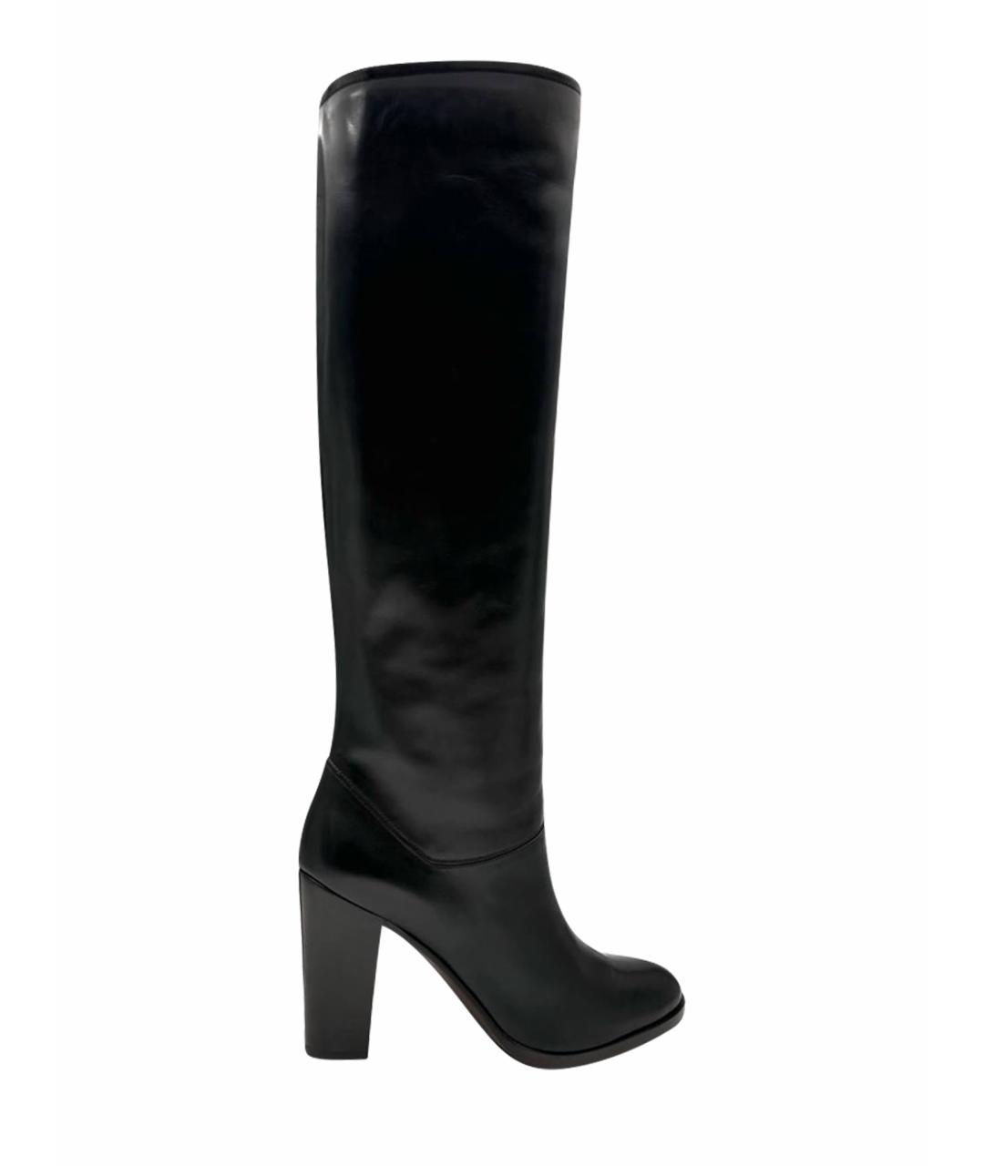 LORO PIANA Черные кожаные сапоги, фото 1