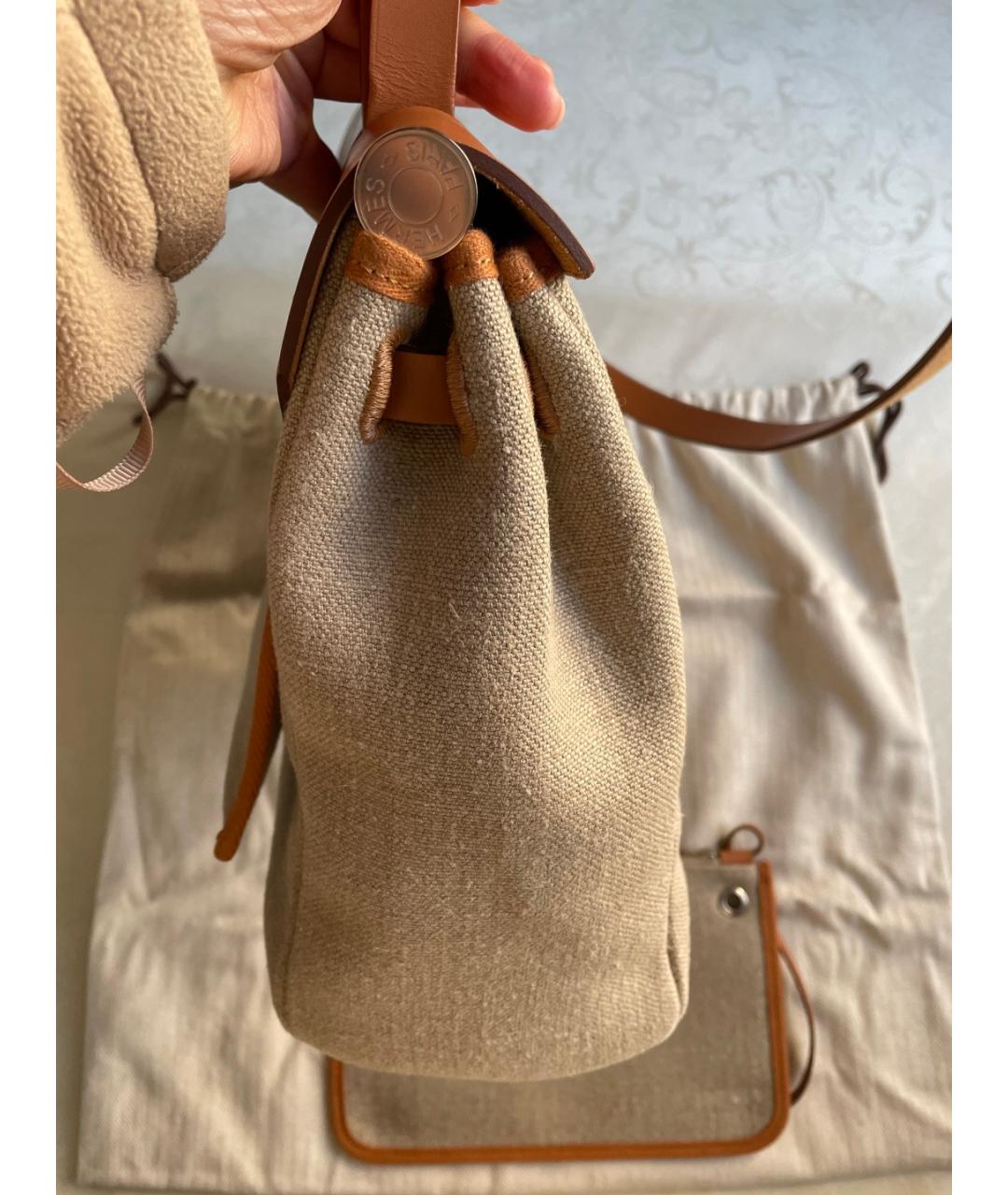 HERMES Коричневая тканевая сумка через плечо, фото 5