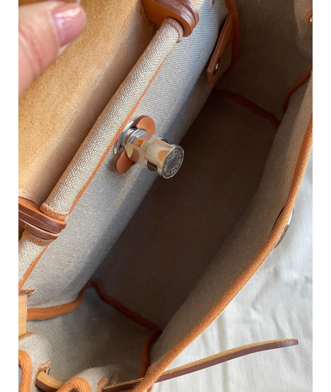 HERMES Коричневая тканевая сумка через плечо, фото 6