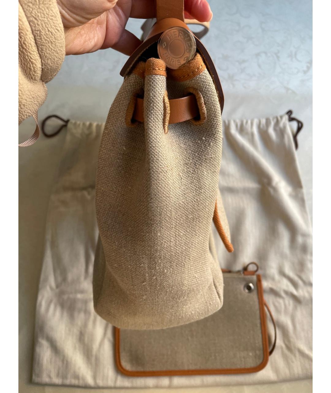 HERMES Коричневая тканевая сумка через плечо, фото 4