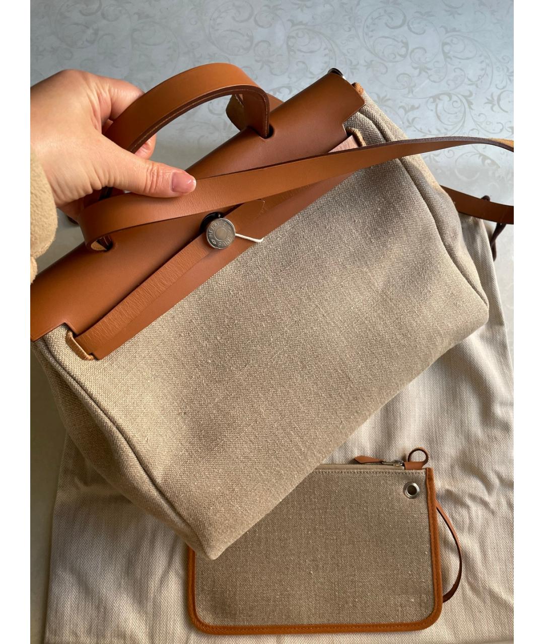 HERMES Коричневая тканевая сумка через плечо, фото 2