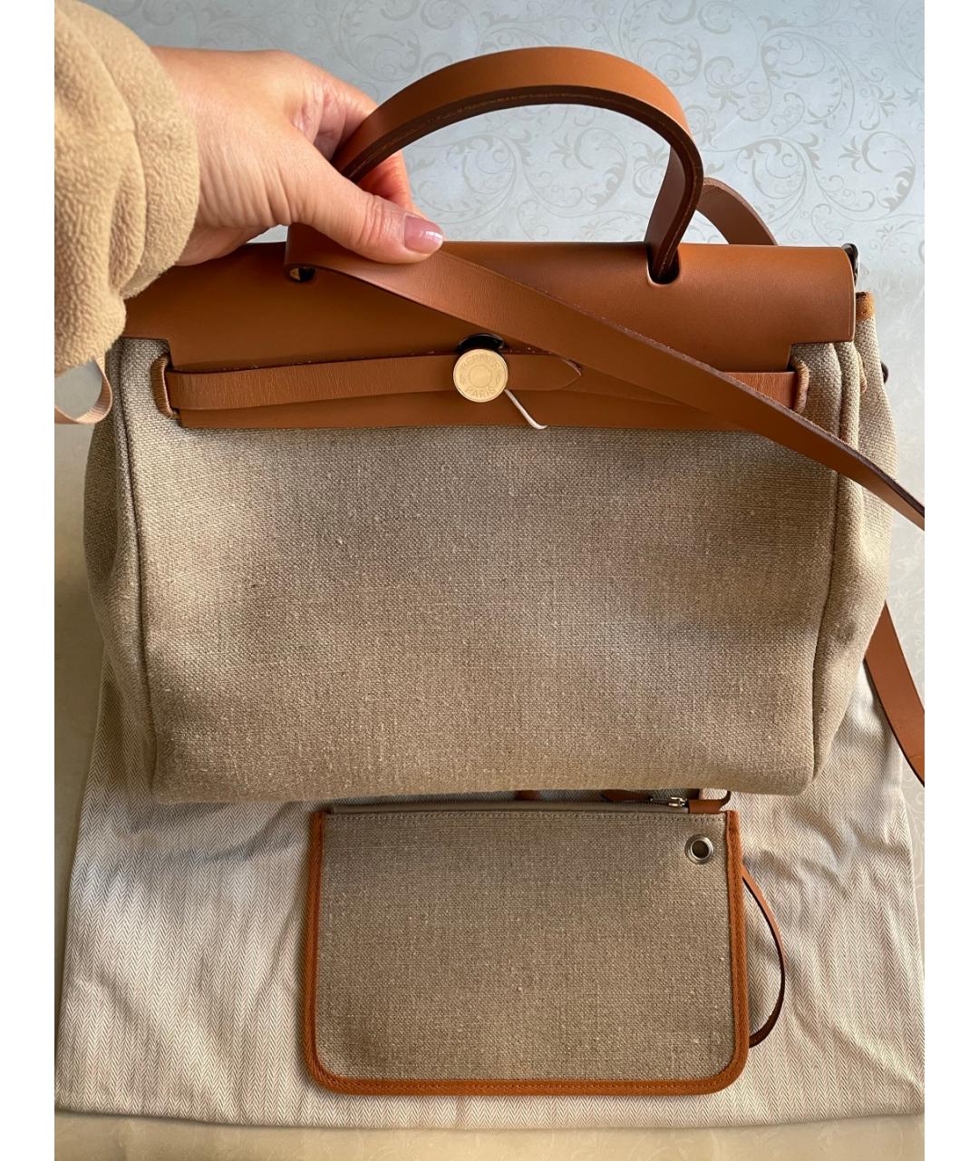 HERMES Коричневая тканевая сумка через плечо, фото 7