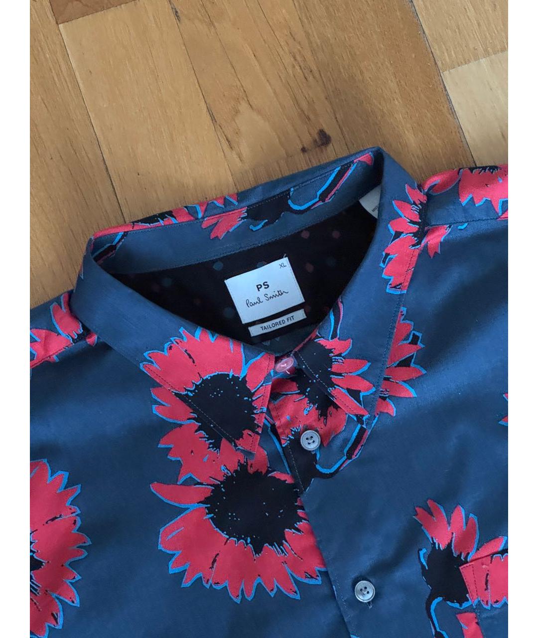 PAUL SMITH Синяя хлопковая кэжуал рубашка, фото 3