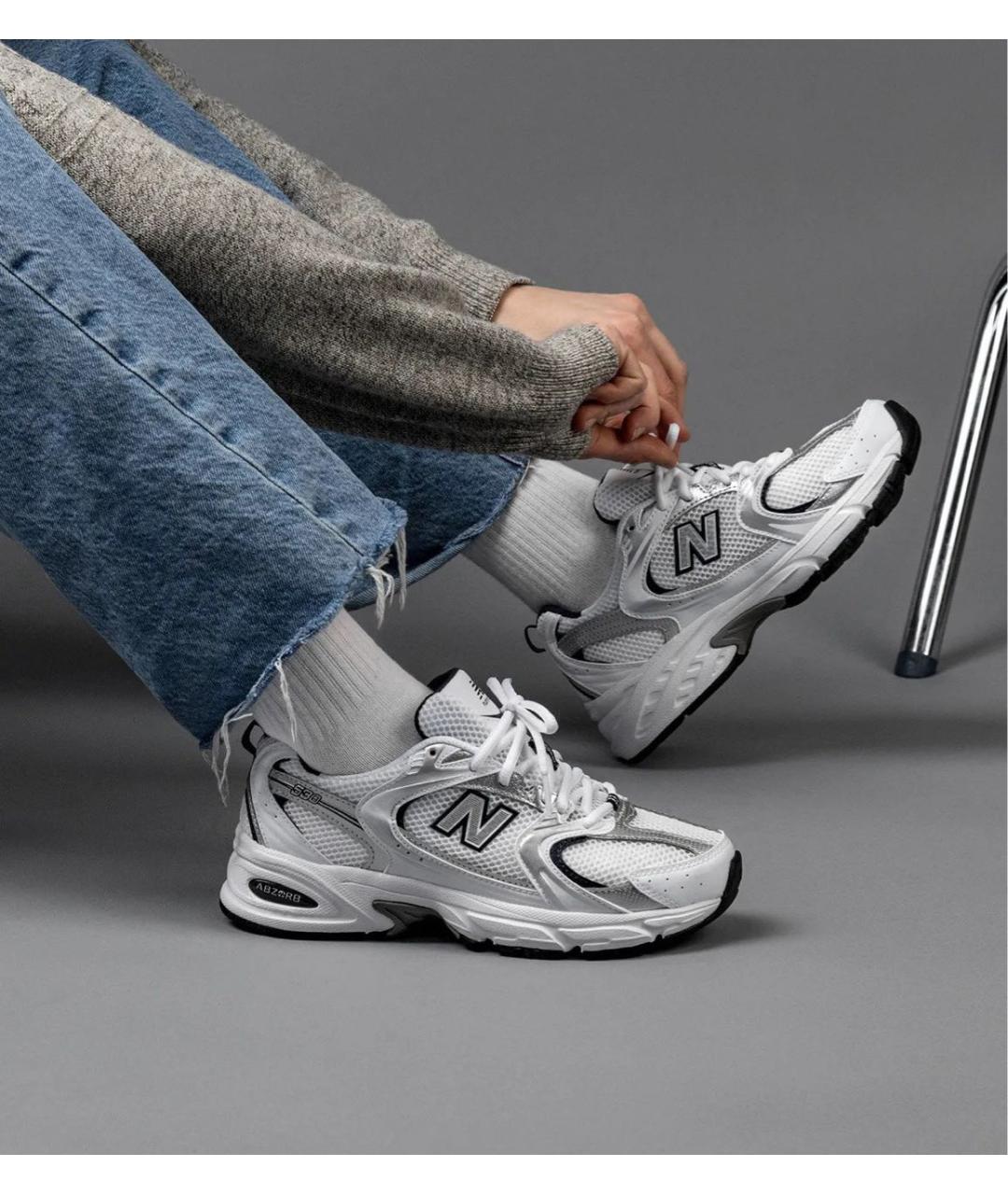NEW BALANCE Белые текстильные кроссовки, фото 6