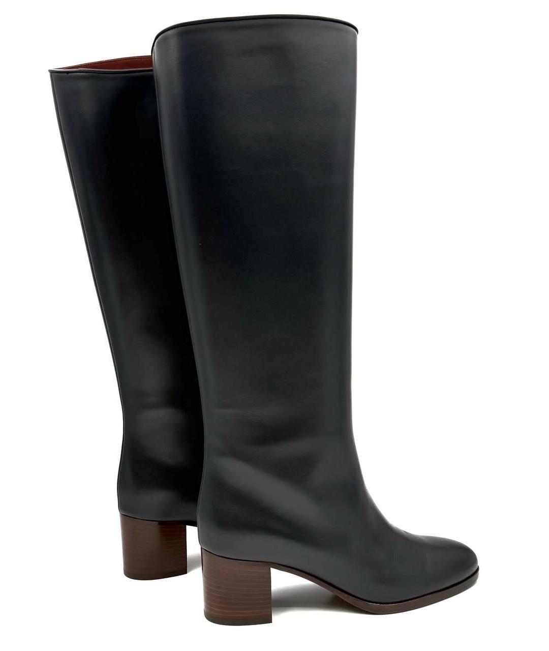 LORO PIANA Темно-синие кожаные сапоги, фото 5