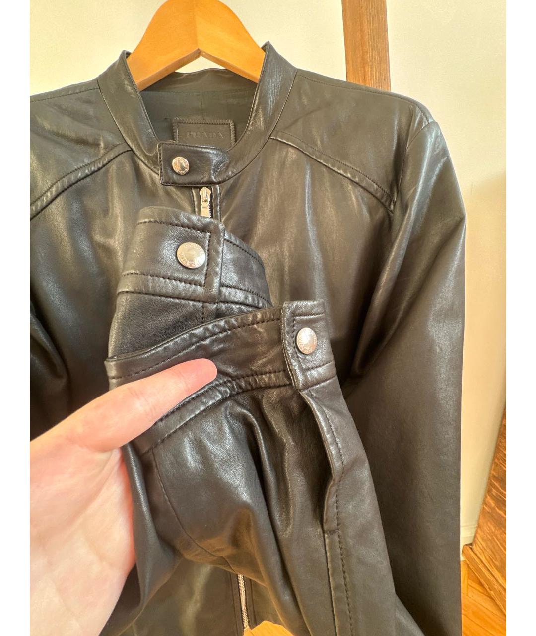 PRADA Черная кожаная куртка, фото 7