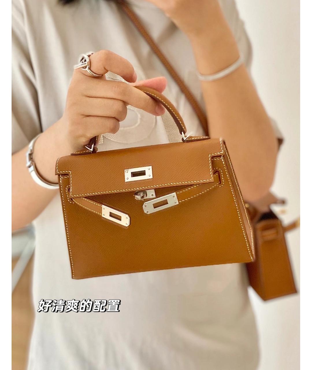 HERMES Коричневая кожаная сумка с короткими ручками, фото 7