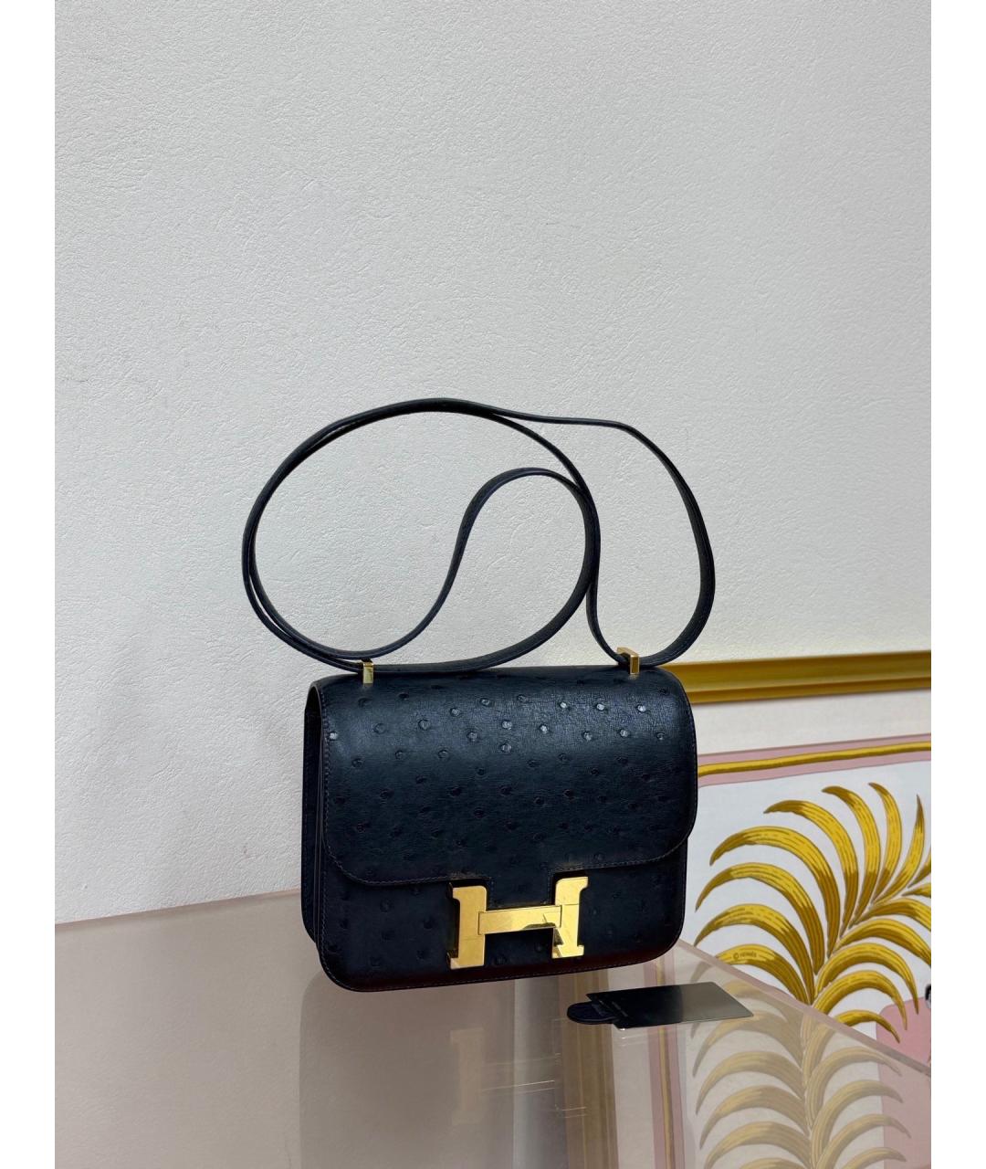 HERMES Черная сумка через плечо из экзотической кожи, фото 3