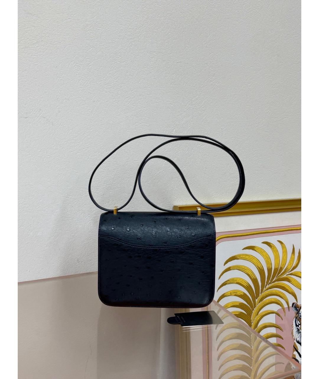 HERMES Черная сумка через плечо из экзотической кожи, фото 4