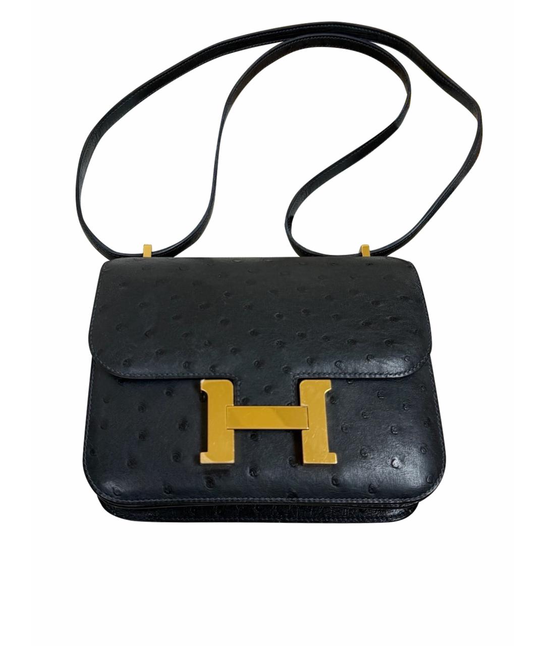 HERMES Черная сумка через плечо из экзотической кожи, фото 1