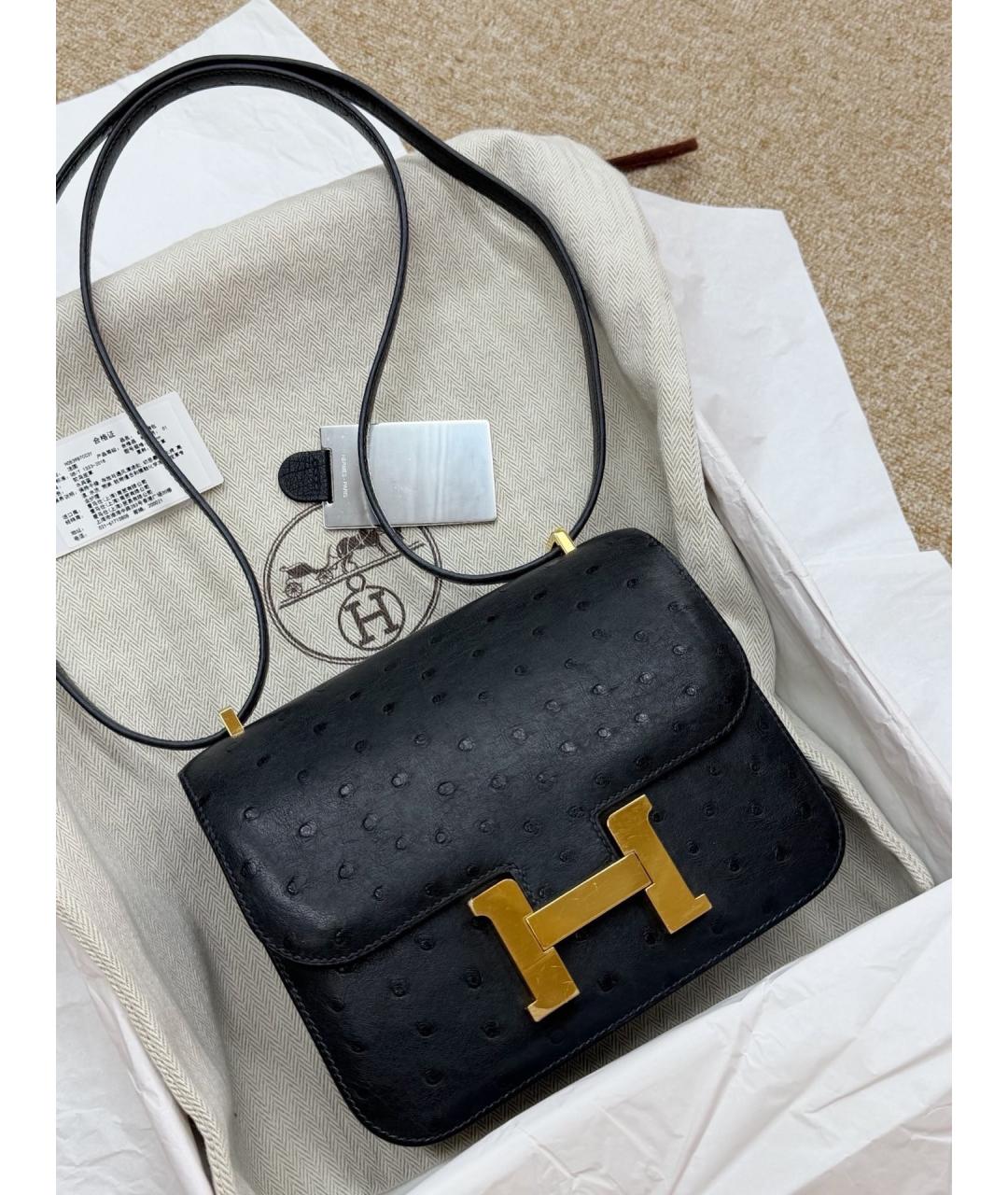 HERMES Черная сумка через плечо из экзотической кожи, фото 5