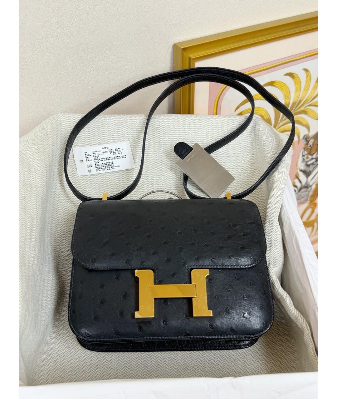 HERMES Черная сумка через плечо из экзотической кожи, фото 6