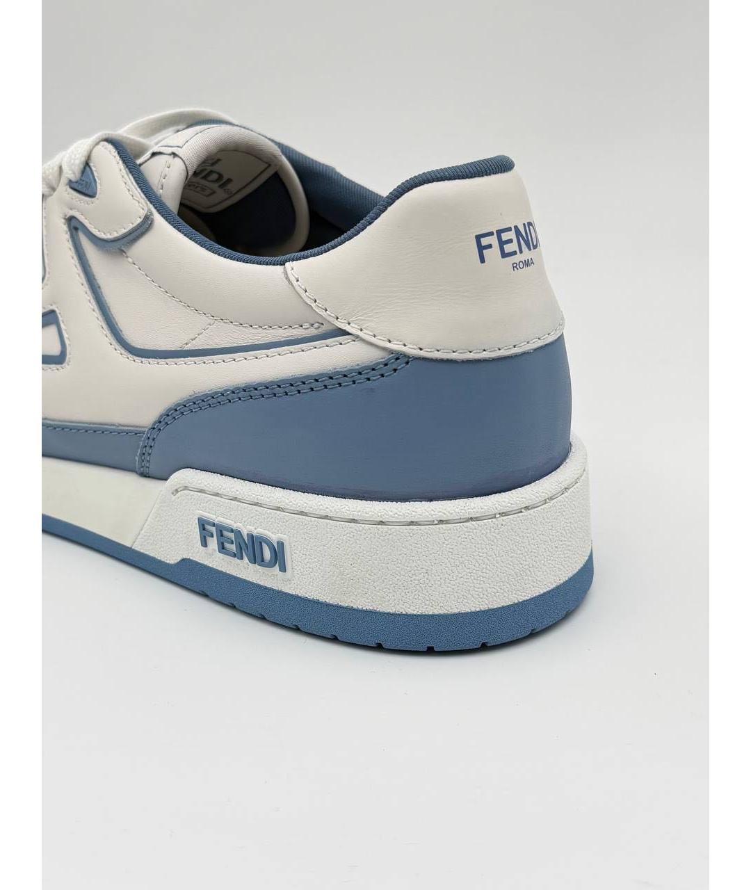 FENDI Синие кожаные низкие кроссовки / кеды, фото 8