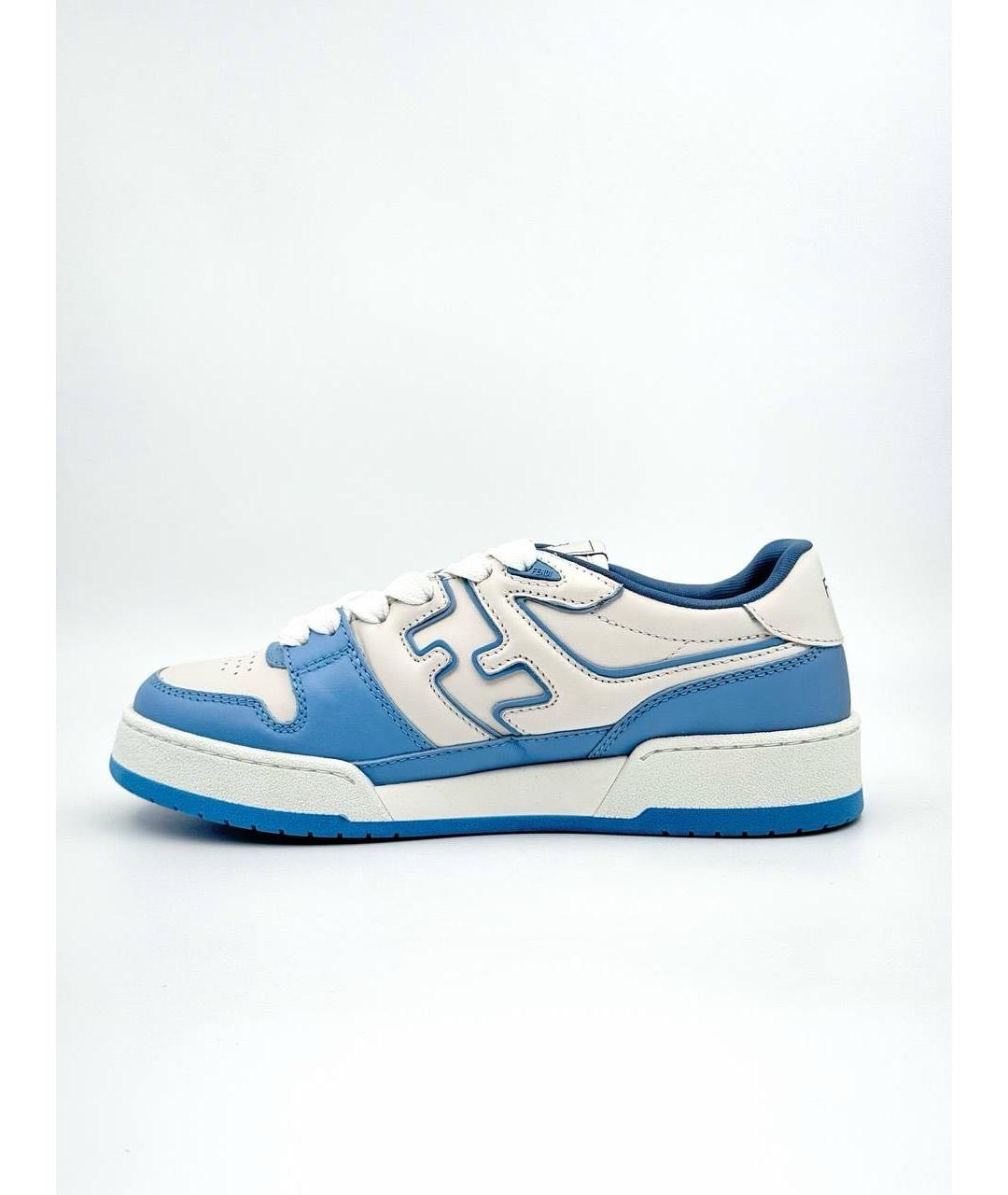 FENDI Синие кожаные низкие кроссовки / кеды, фото 3