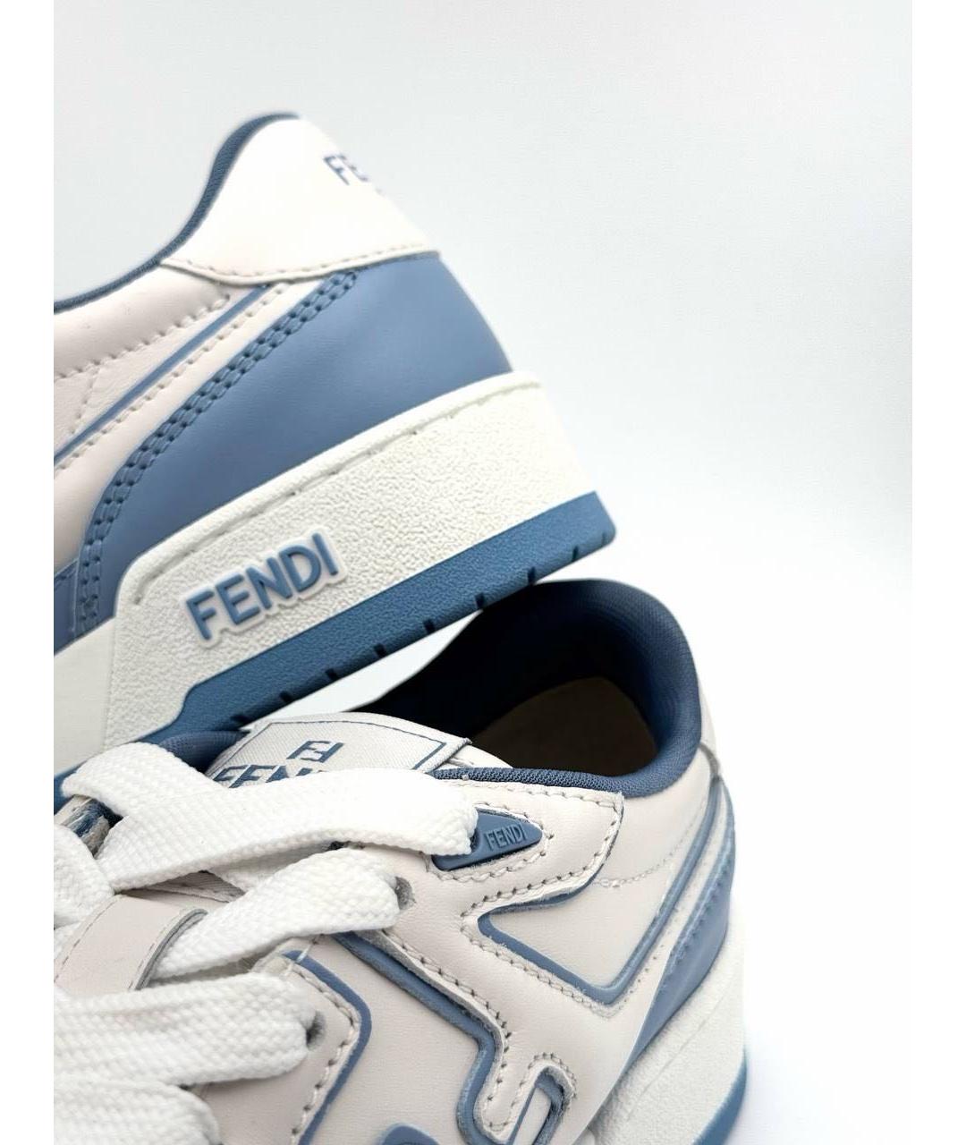 FENDI Синие кожаные низкие кроссовки / кеды, фото 7