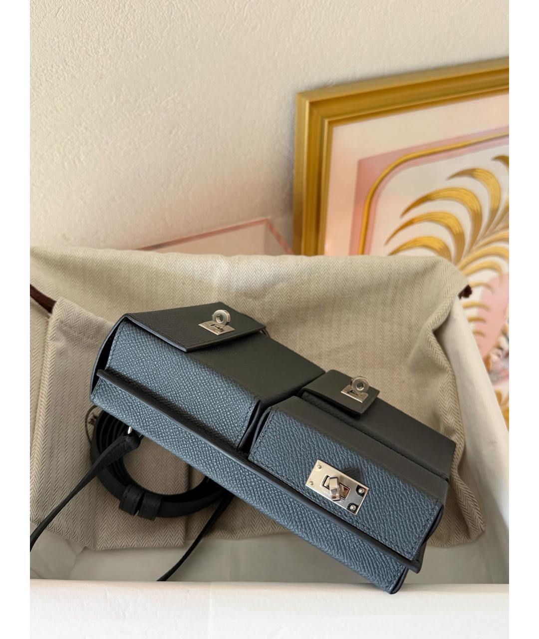 HERMES Антрацитовая кожаная сумка через плечо, фото 2